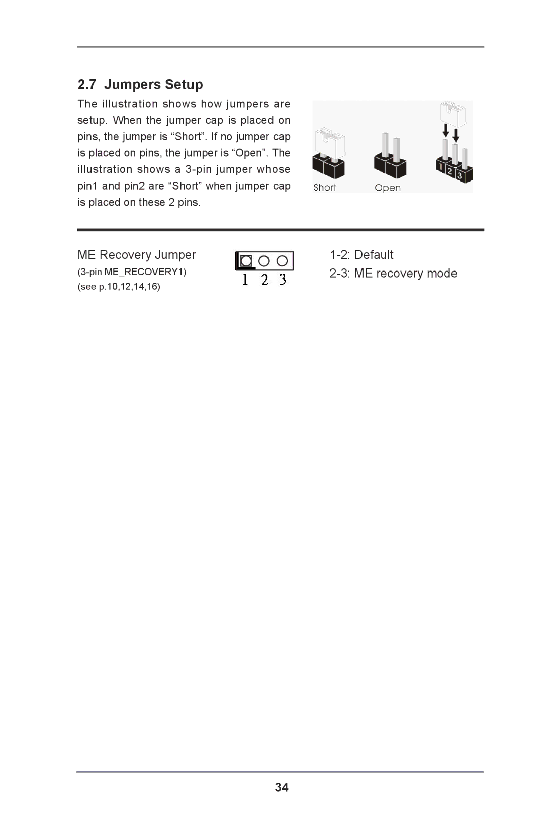 ASRock E3C204 manual Jumpers Setup 