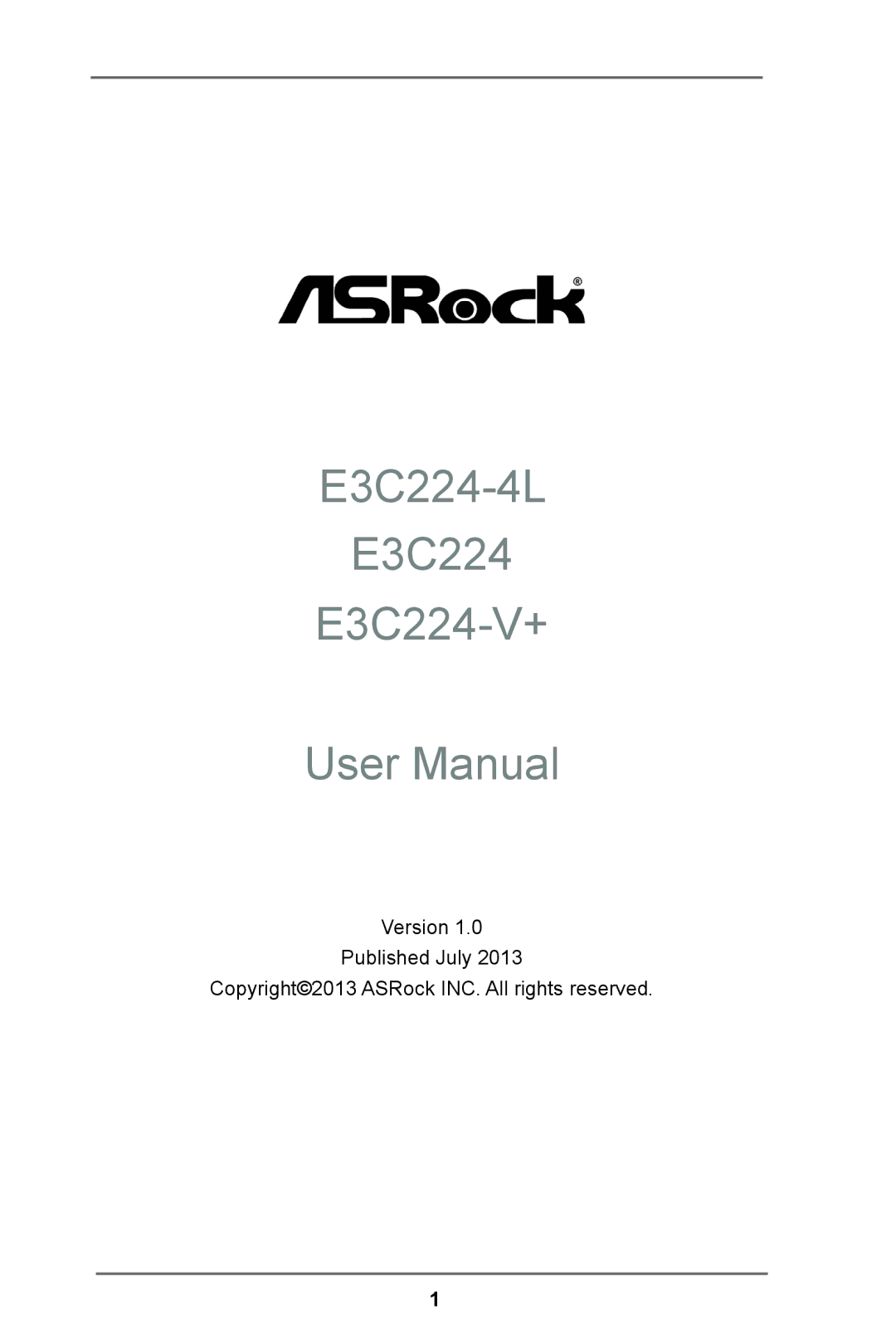 ASRock manual E3C224-4L E3C224-V+ 