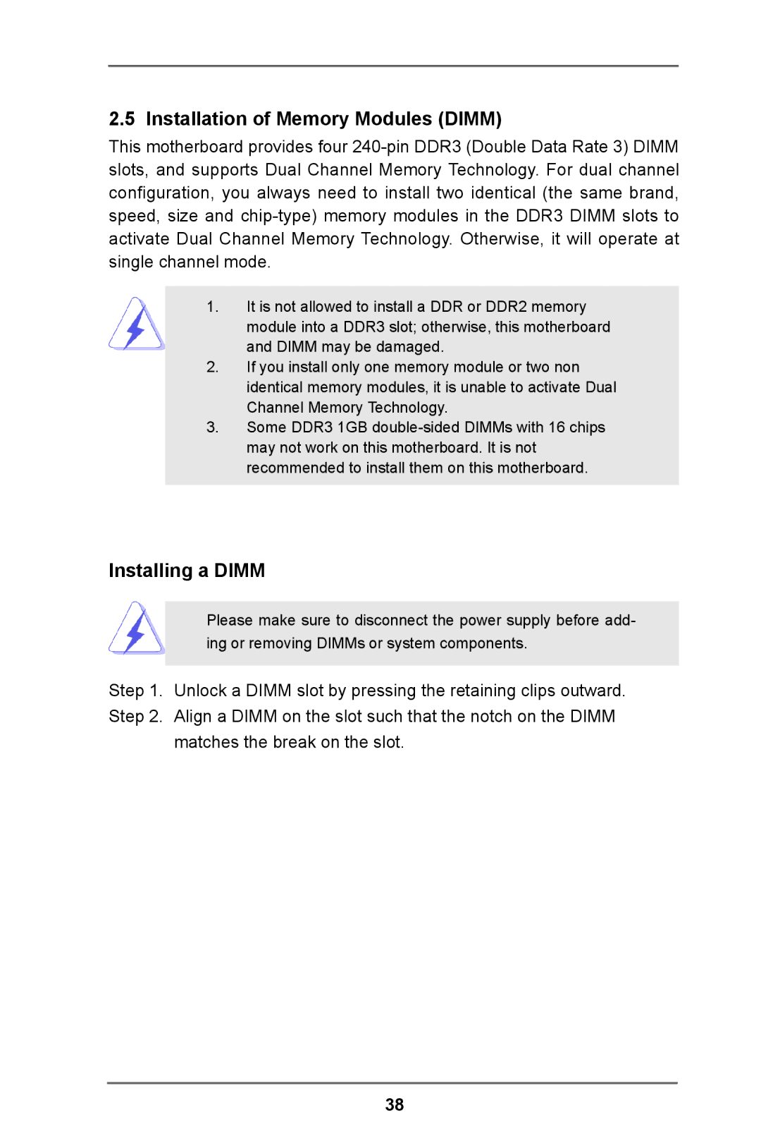 ASRock E3C224 manual Installation of Memory Modules Dimm, Installing a Dimm 