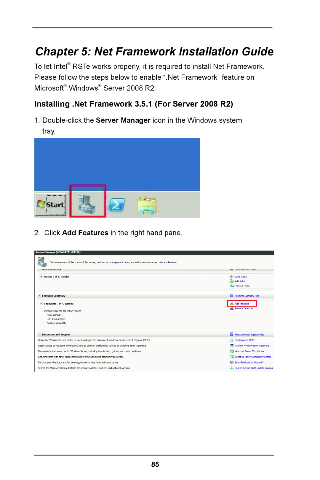 ASRock E3C224 manual Net Framework Installation Guide, Installing .Net Framework 3.5.1 For Server 2008 R2 