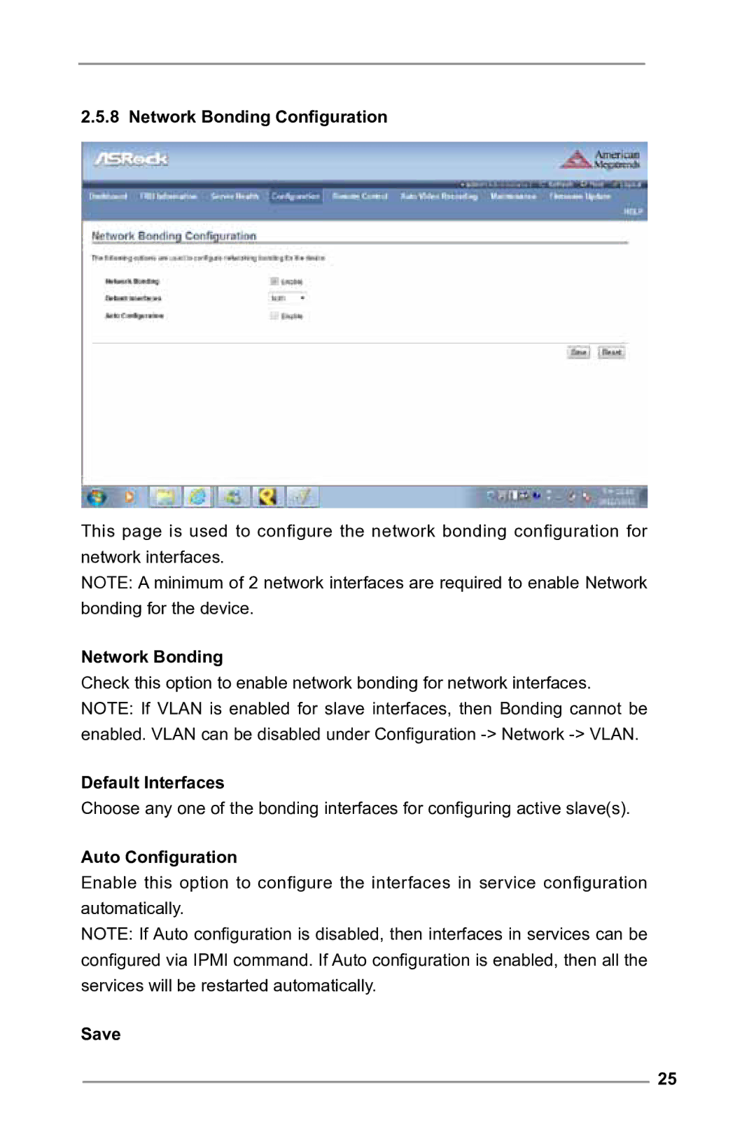 ASRock E3C224 manual Network Bonding Configuration, Default Interfaces, Auto Configuration 