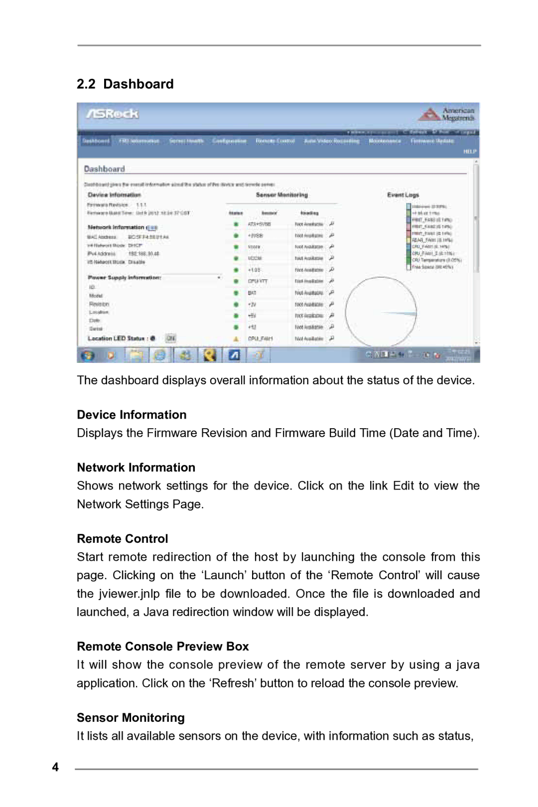 ASRock E3C224 manual Dashboard 