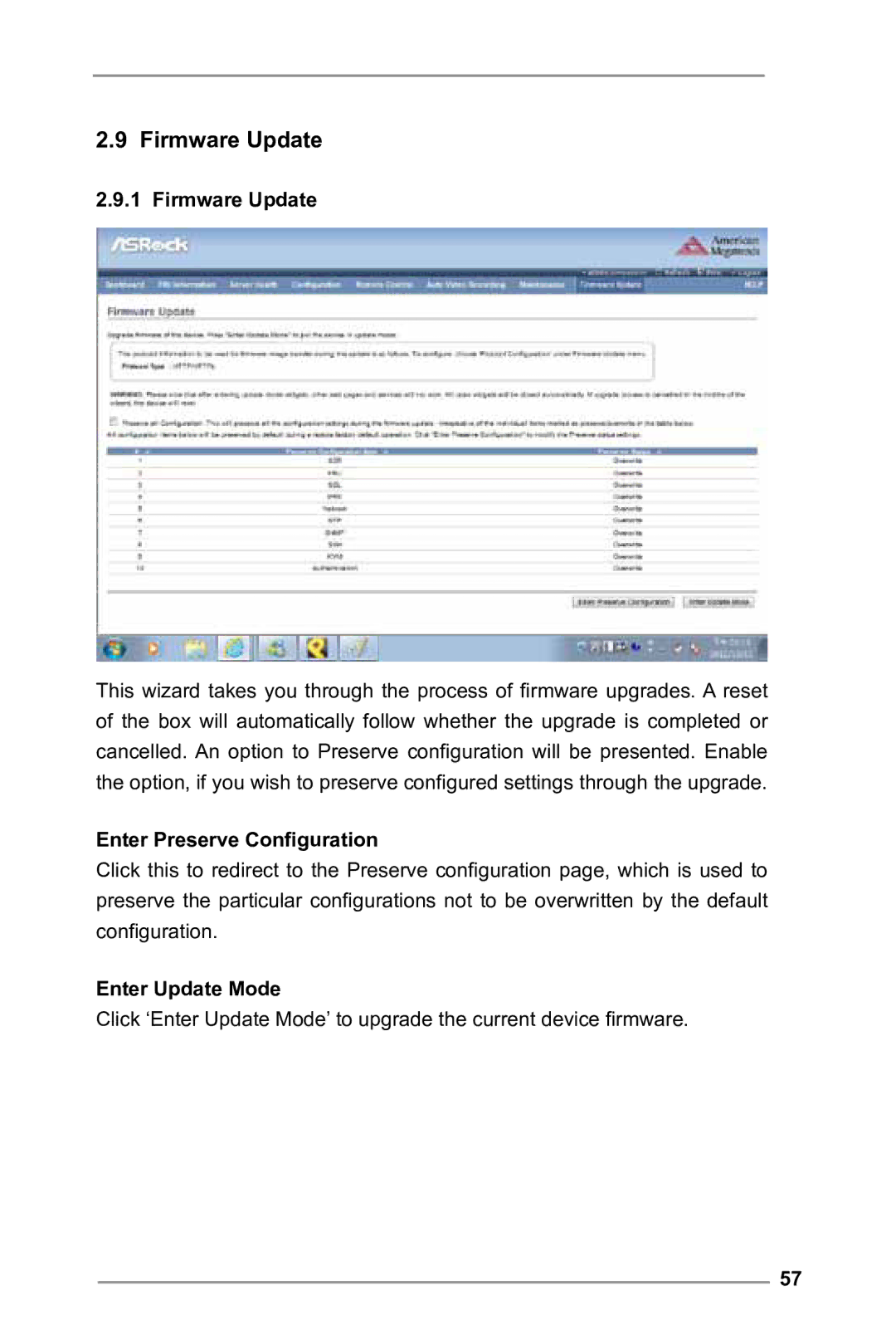 ASRock E3C224 manual Firmware Update, Enter Preserve Configuration, Enter Update Mode 