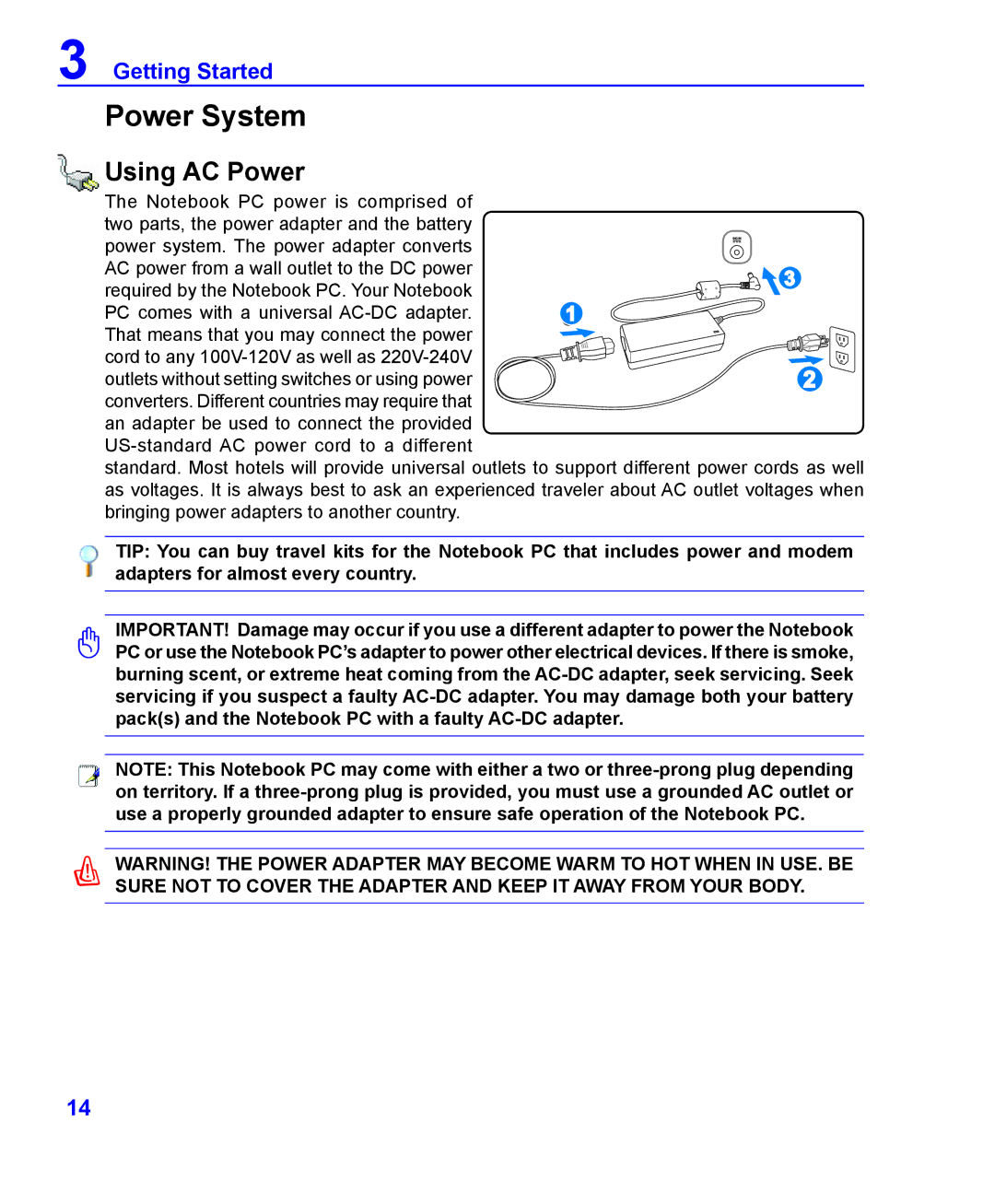 ASRock F24 manual Power System, Using AC Power 