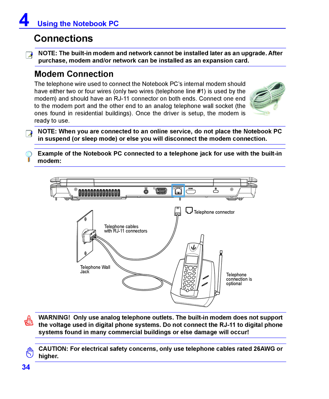 ASRock F24 manual Connections, Modem Connection 