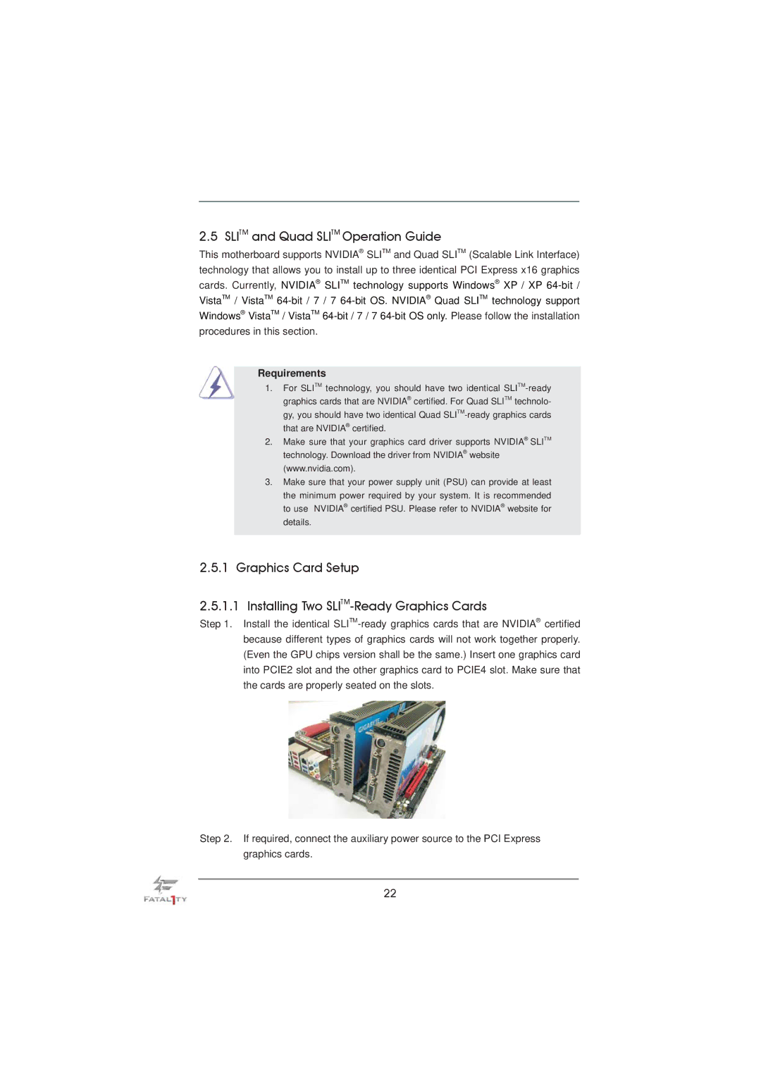 ASRock Fatal1ty 990FX Professional manual Slitm and Quad Slitm Operation Guide, Requirements 