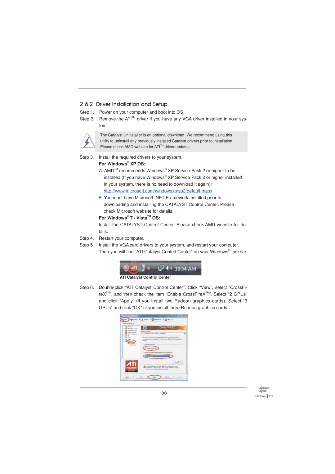 ASRock Fatal1ty 990FX Professional manual For Windows XP OS, For Windows 7 / VistaTM OS 