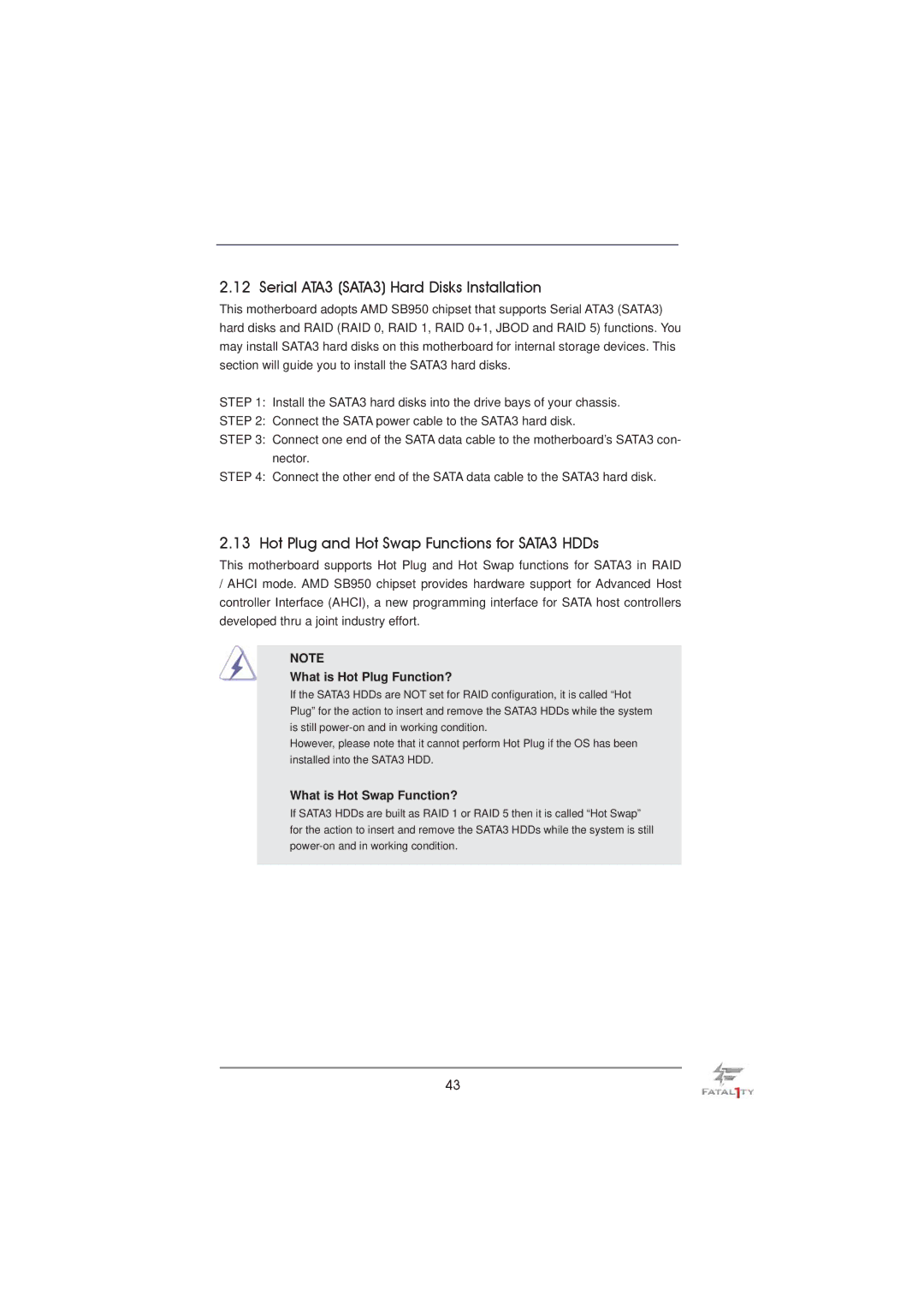 ASRock Fatal1ty 990FX Professional manual Serial ATA3 SATA3 Hard Disks Installation, What is Hot Plug Function? 