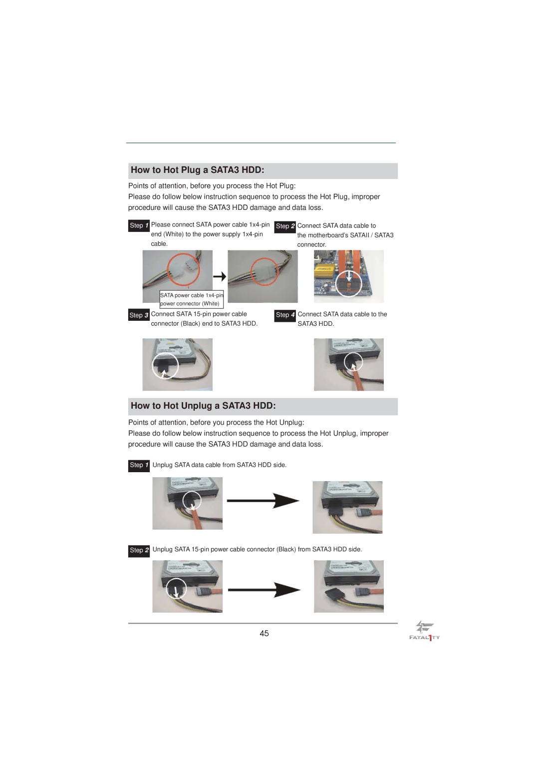 ASRock Fatal1ty 990FX Professional manual How to Hot Plug a SATA3 HDD 