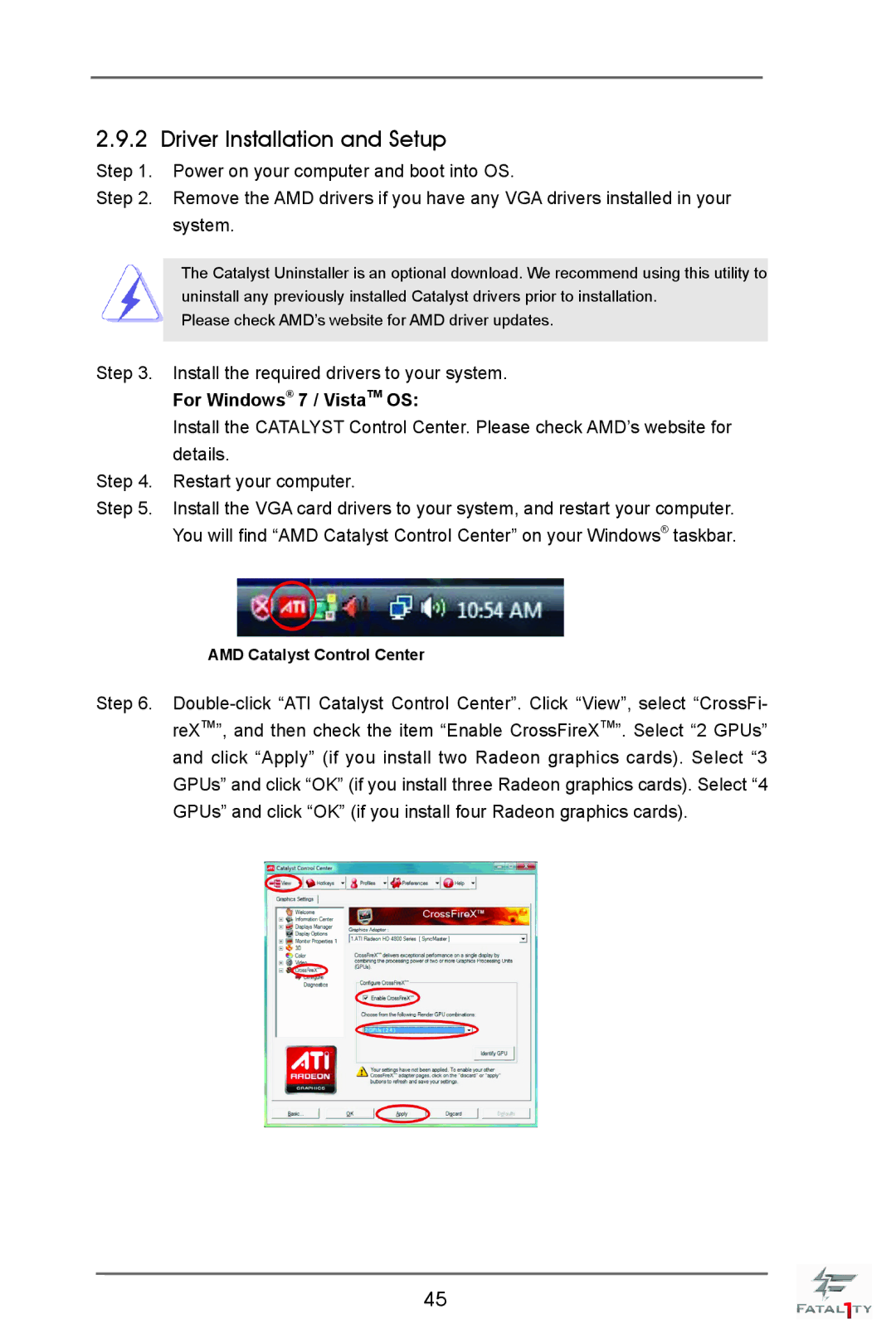 ASRock Fatal1ty X79 Champion manual Driver Installation and Setup, For Windows 7 / VistaTM OS 