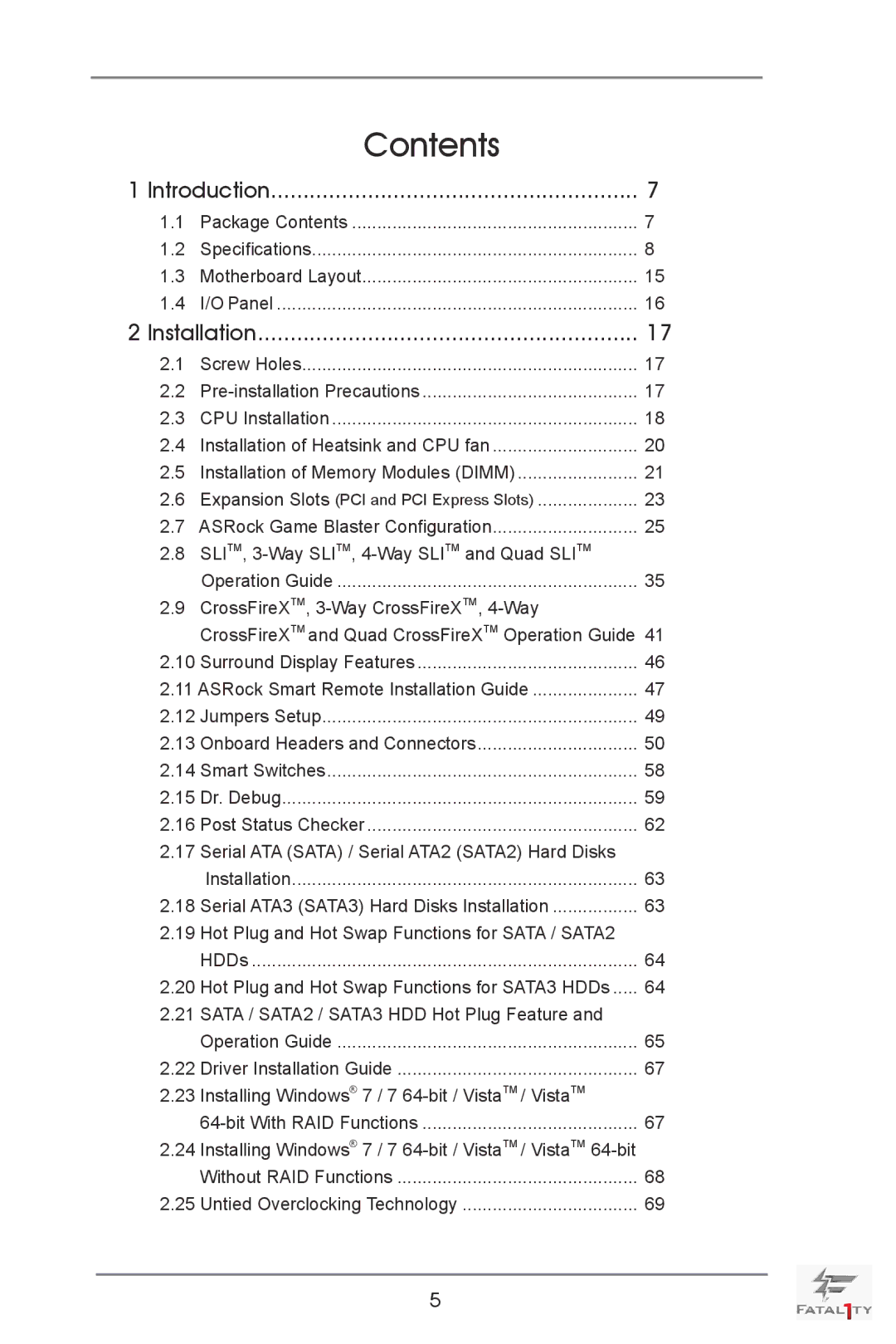 ASRock Fatal1ty X79 Champion manual Contents 