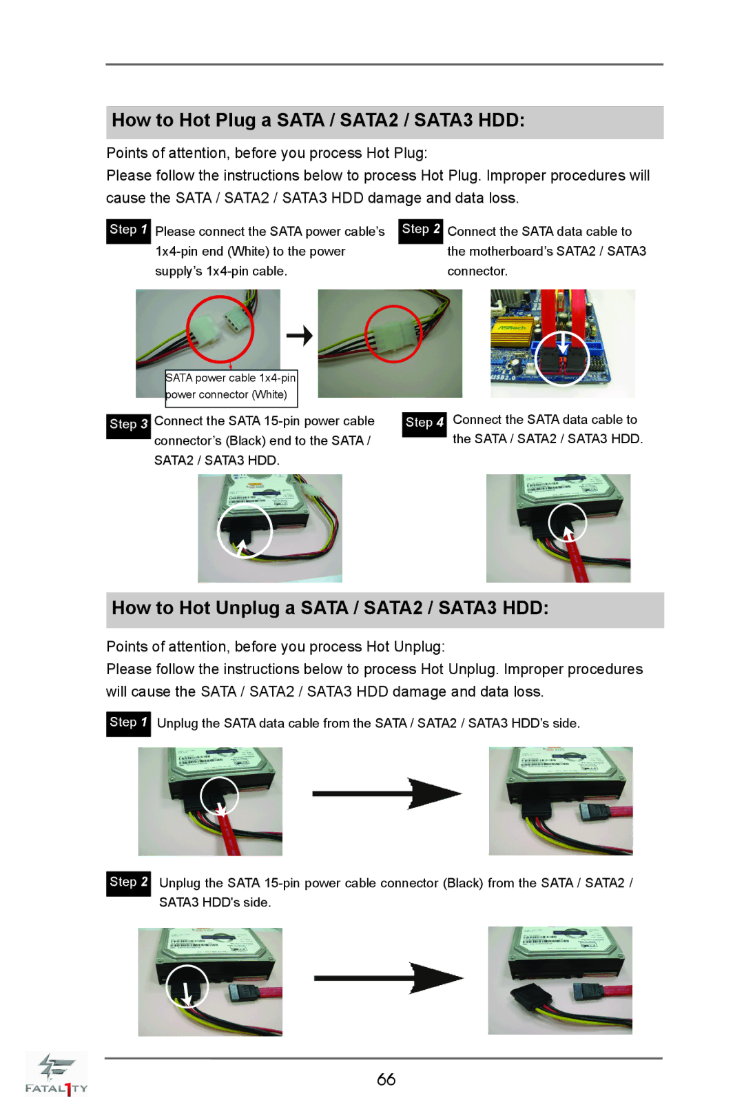 ASRock Fatal1ty X79 Champion manual How to Hot Plug a Sata / SATA2 / SATA3 HDD 