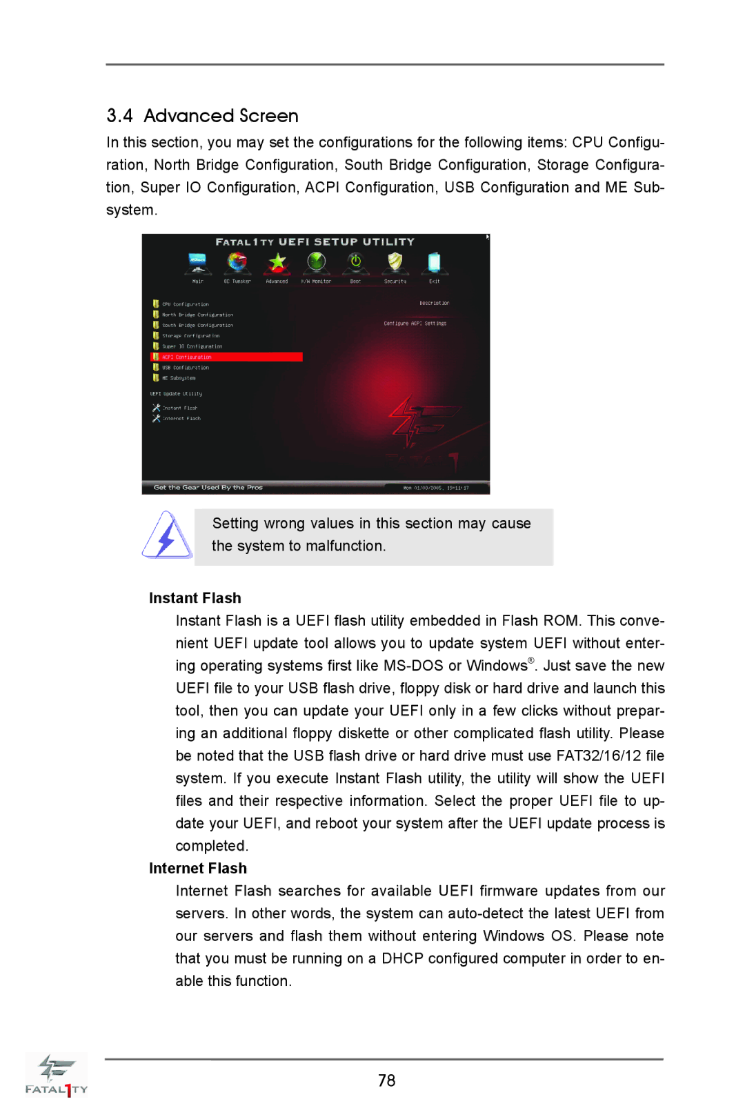 ASRock Fatal1ty X79 Champion manual Advanced Screen, Instant Flash, Internet Flash 