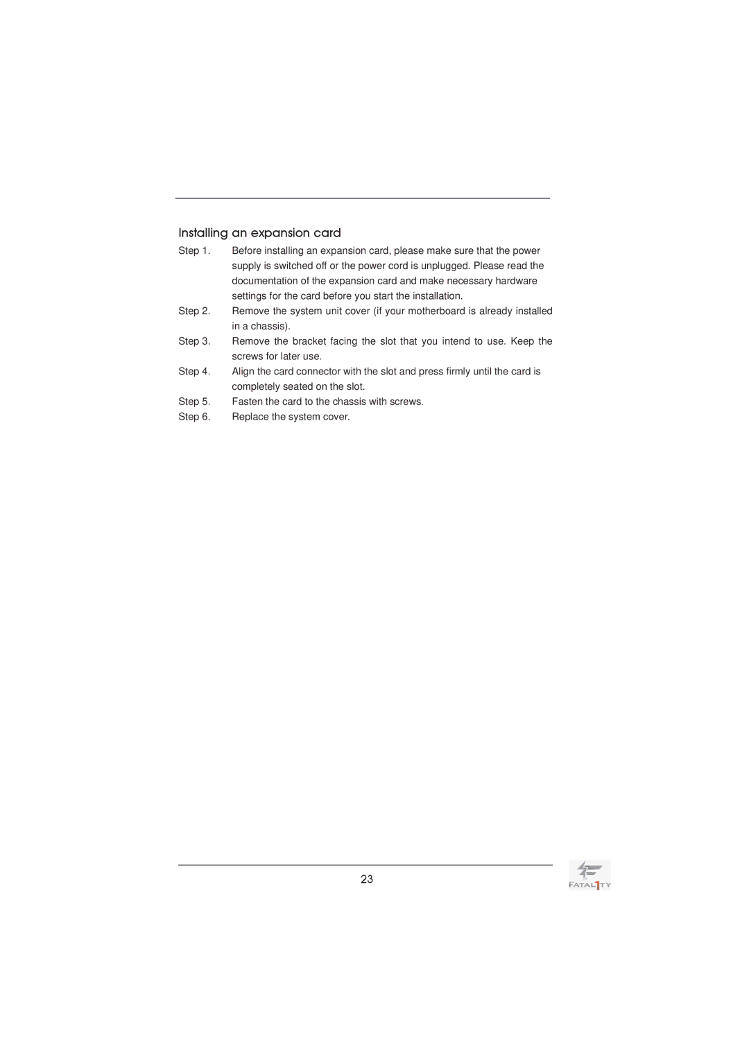 ASRock Fatal1ty X79 Professional manual Installing an expansion card 