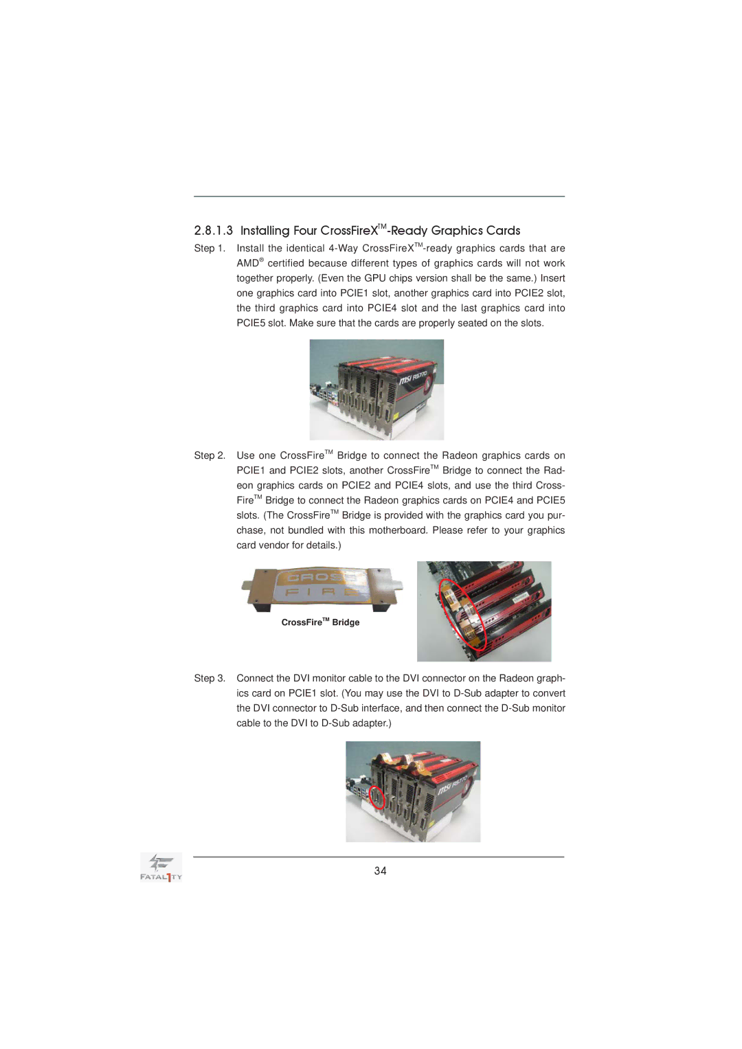 ASRock Fatal1ty X79 Professional manual Installing Four CrossFireXTM-Ready Graphics Cards 