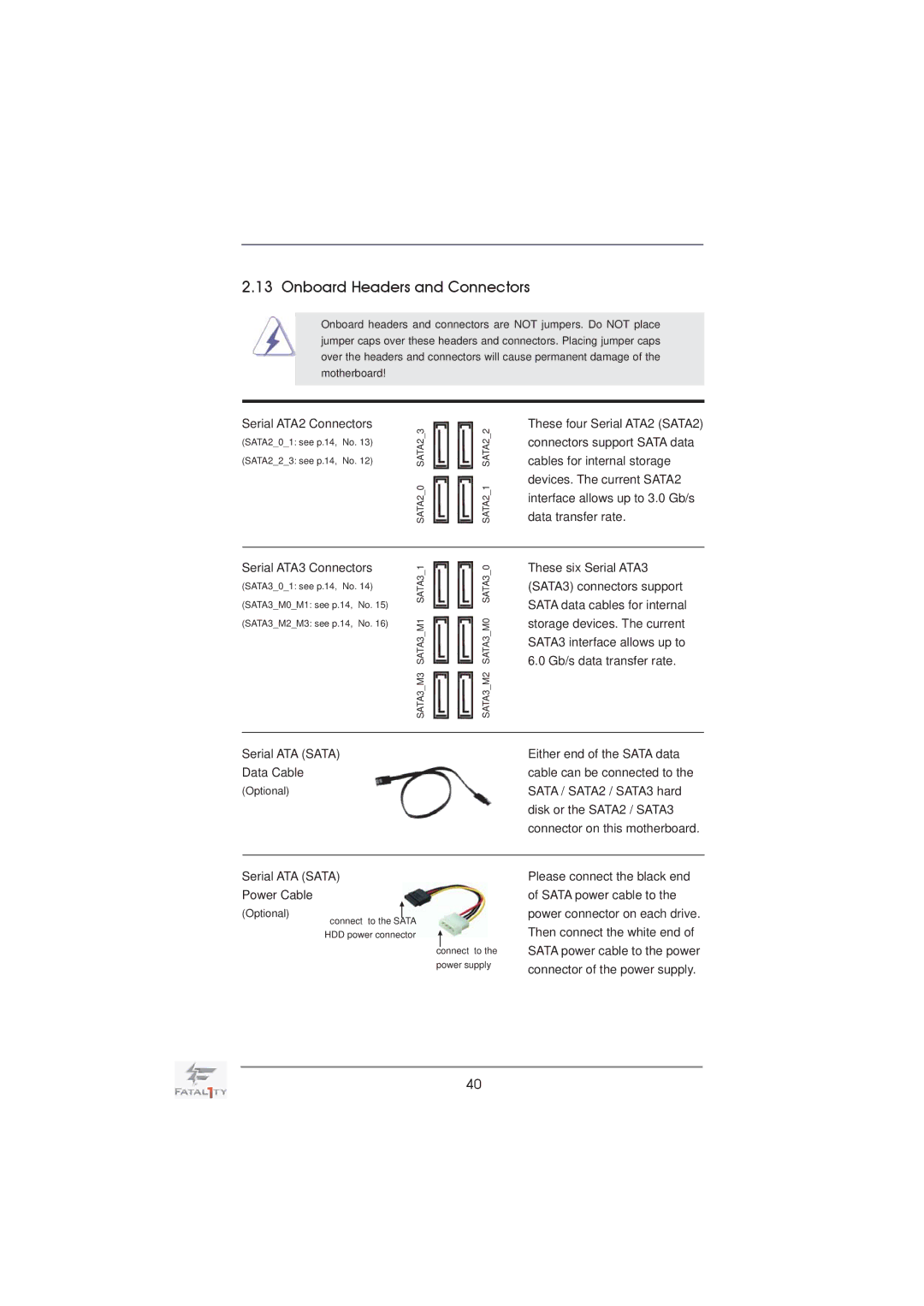 ASRock Fatal1ty X79 Professional manual Onboard Headers and Connectors, Serial ATA3 Connectors 