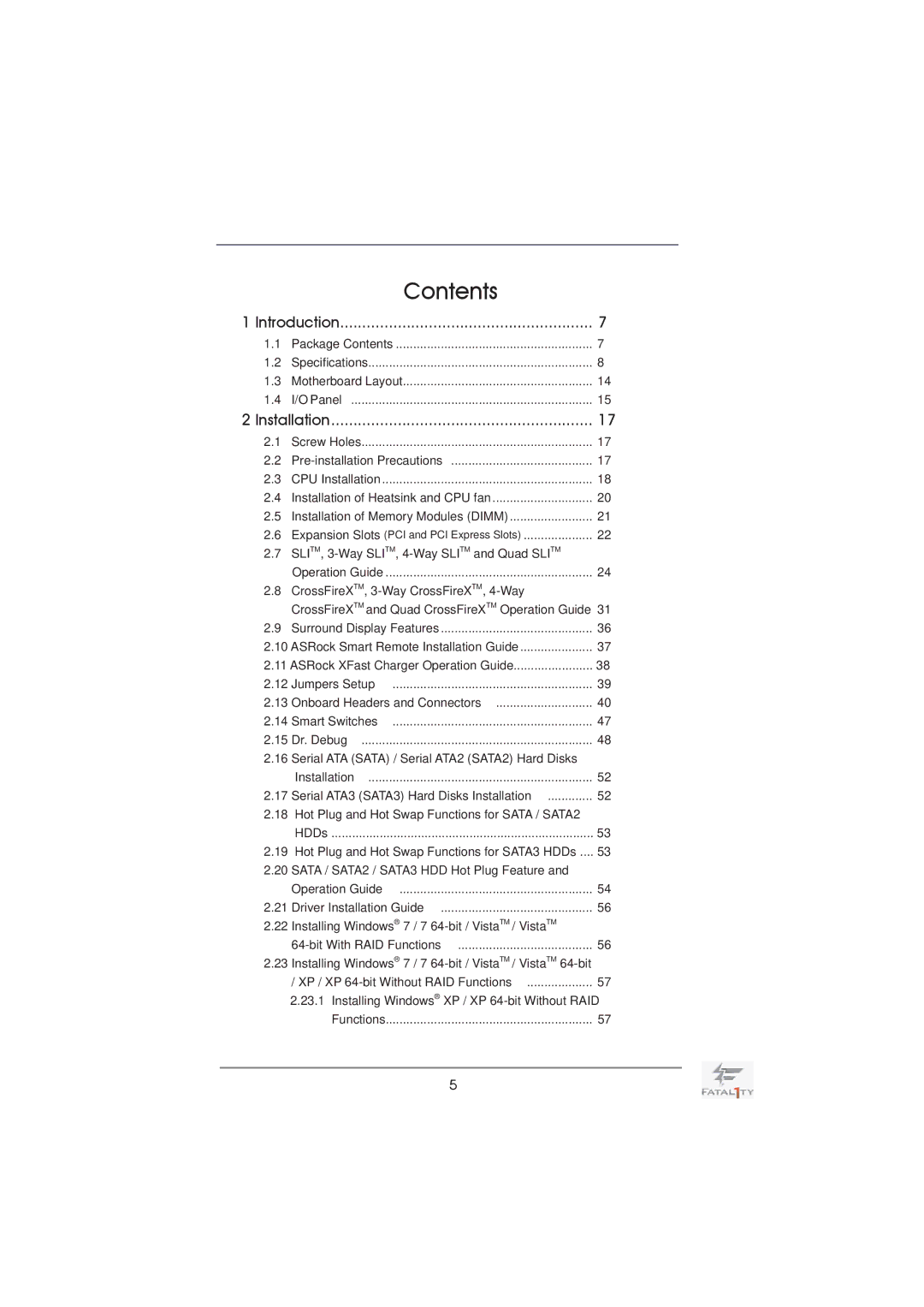 ASRock Fatal1ty X79 Professional manual Contents 