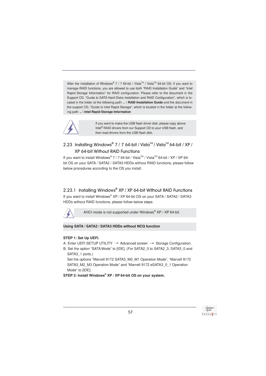 ASRock Fatal1ty X79 Professional manual Installing Windows XP / XP 64-bit Without RAID Functions 