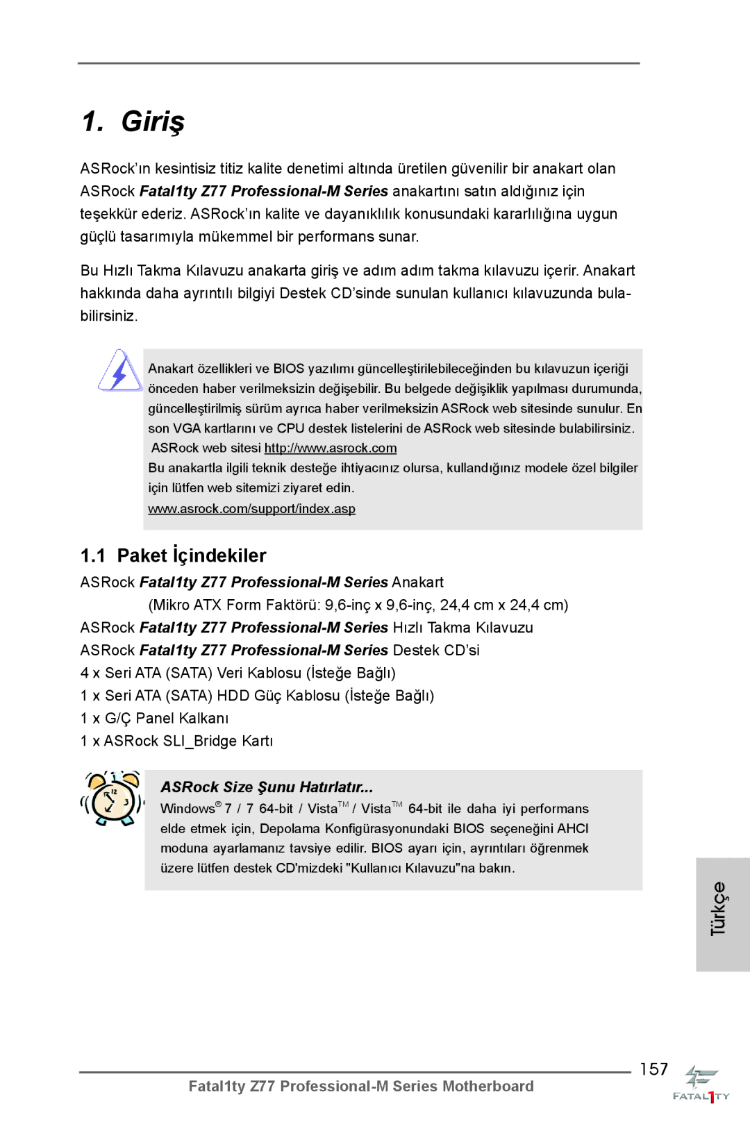 ASRock Fatal1ty Z77 Professional-M manual Türkçe, 157 
