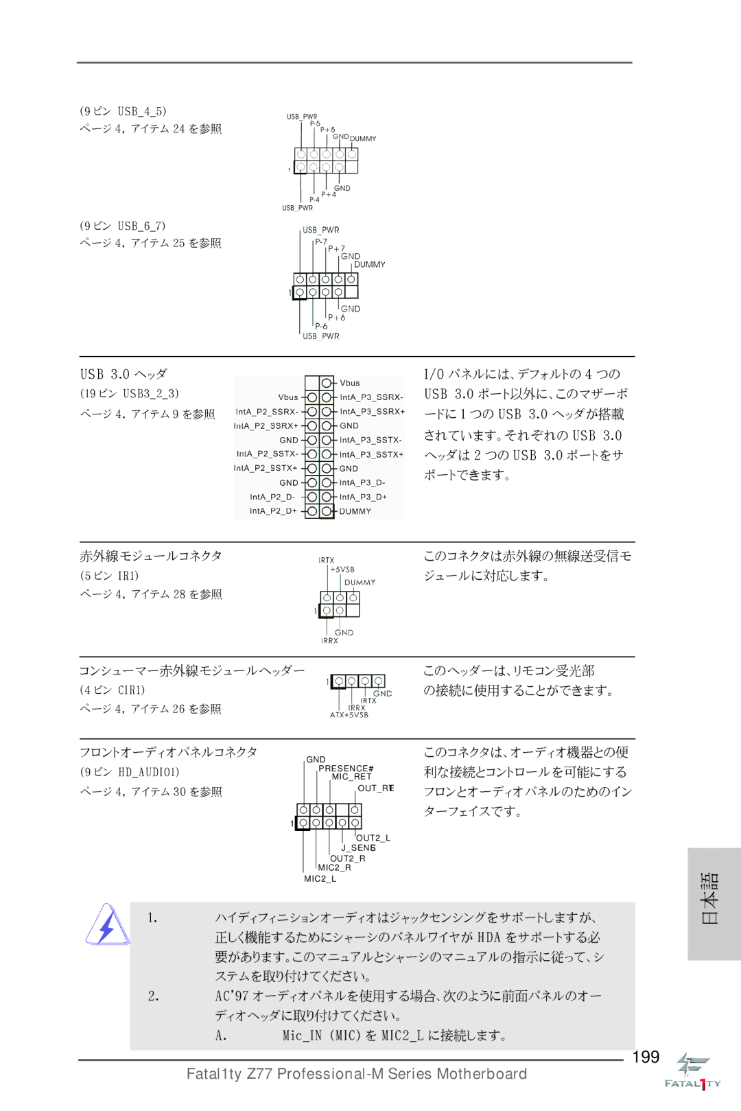 ASRock Fatal1ty Z77 Professional-M manual されています。それぞれの Usb 