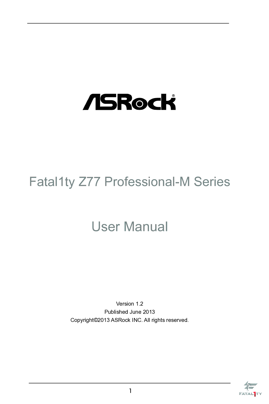 ASRock manual Fatal1ty Z77 Professional-M Series 