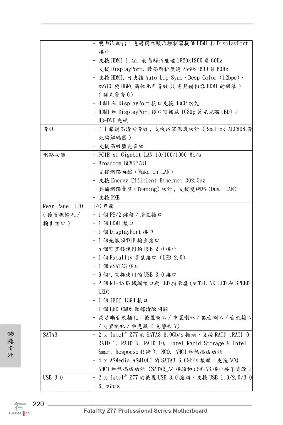 ASRock Fatal1ty Z77 Professional manual 220 