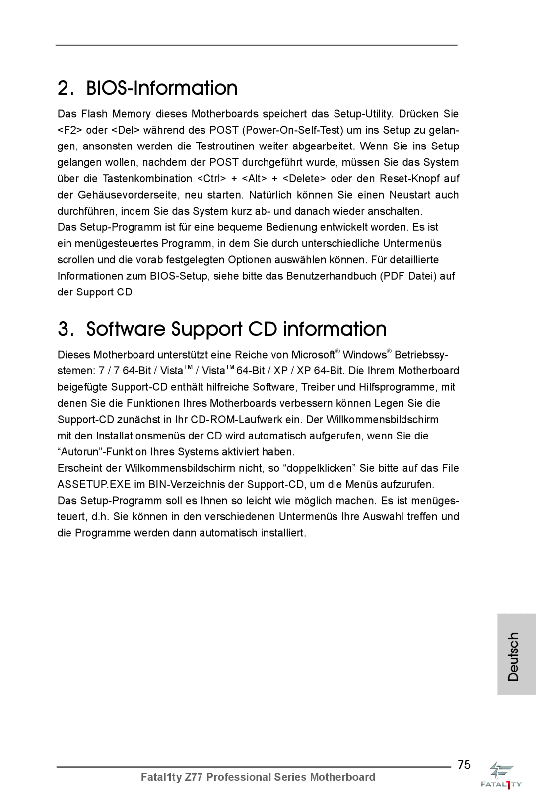 ASRock Fatal1ty Z77 Professional manual BIOS-Information 