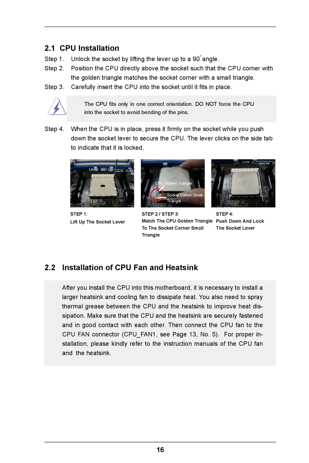 ASRock FM2A55M-DGS R2.0 manual CPU Installation, Installation of CPU Fan and Heatsink 