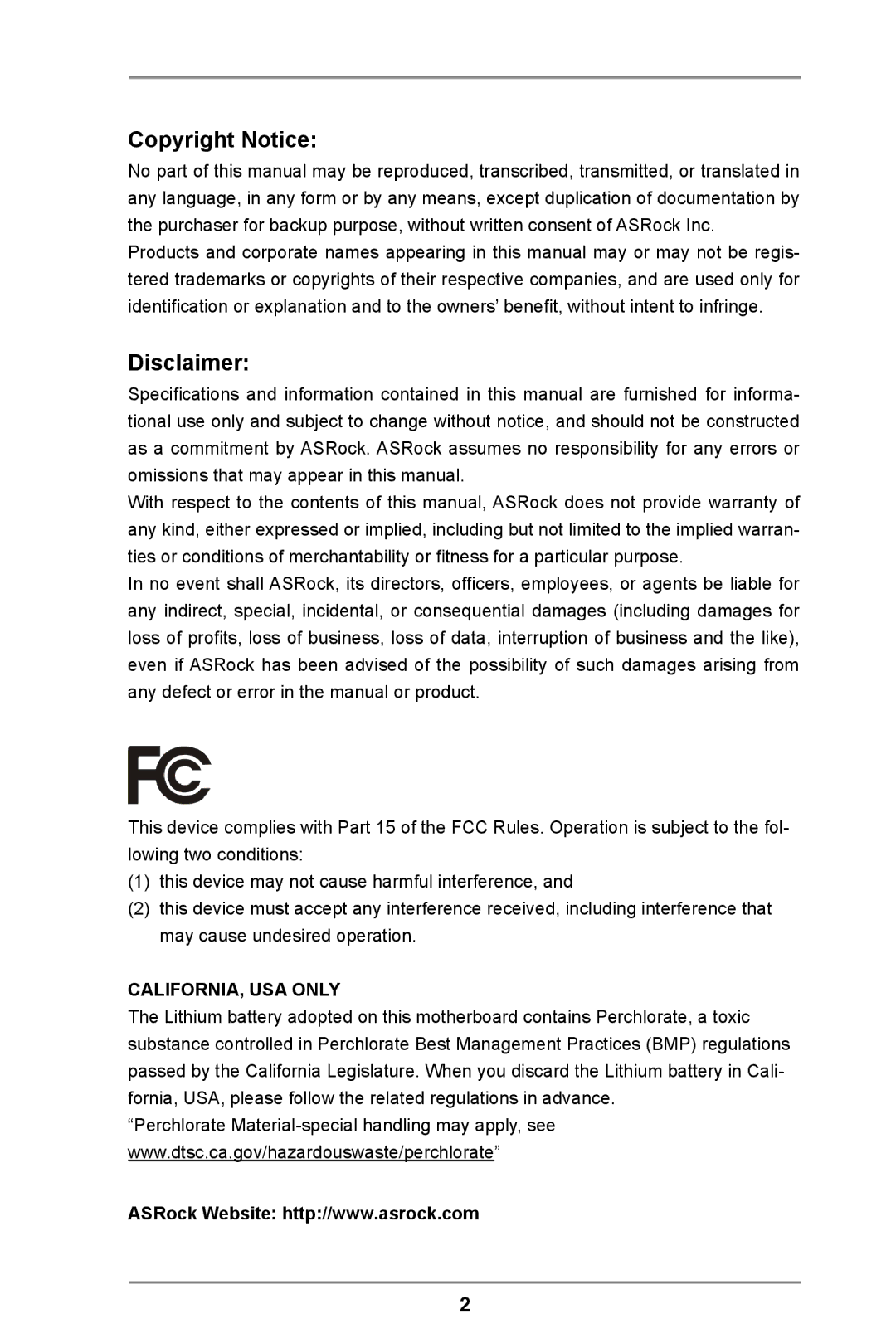 ASRock FM2A55M-DGS R2.0 manual Copyright Notice, Disclaimer 