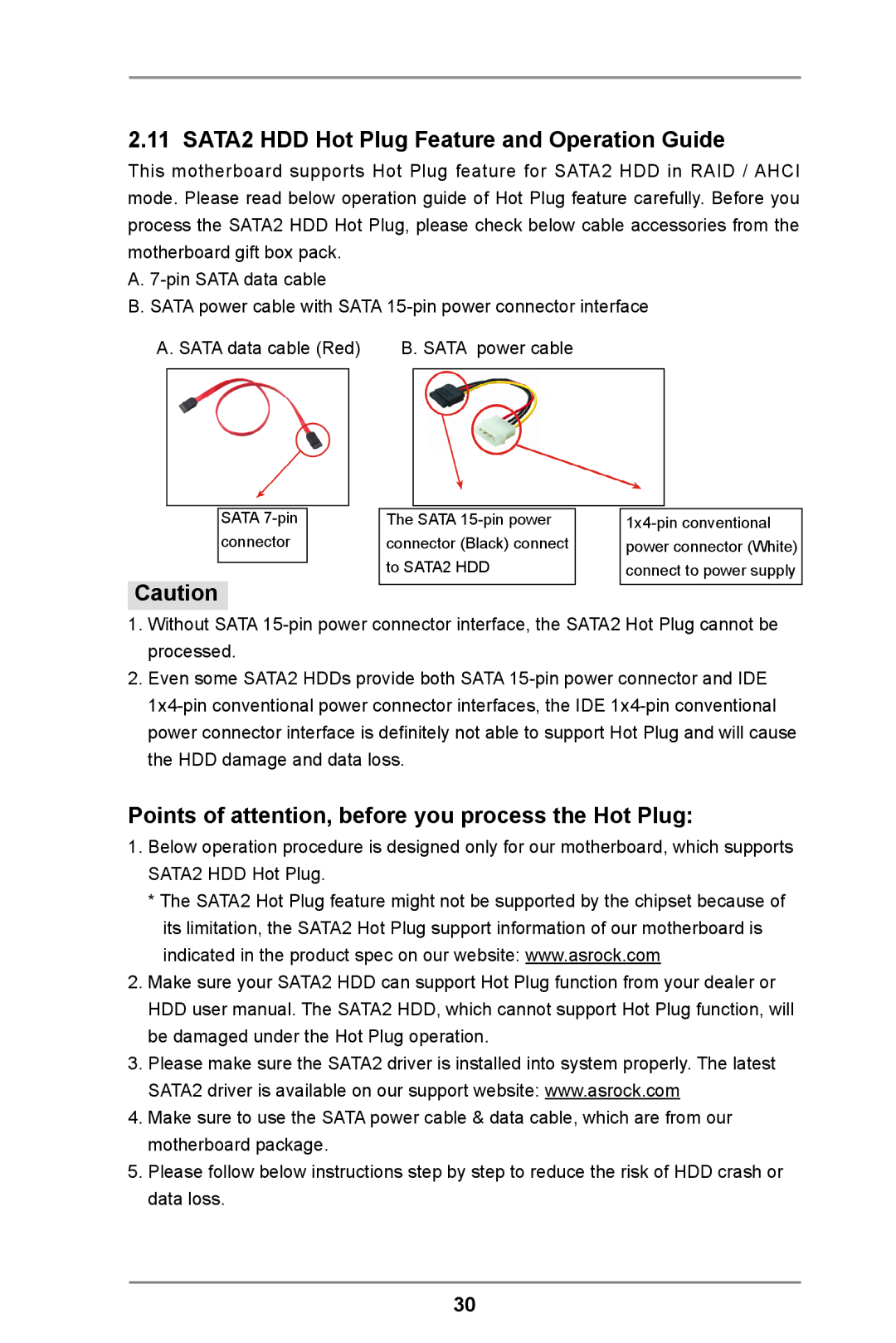 ASRock FM2A55M-DGS R2.0 manual SATA2 HDD Hot Plug Feature and Operation Guide 