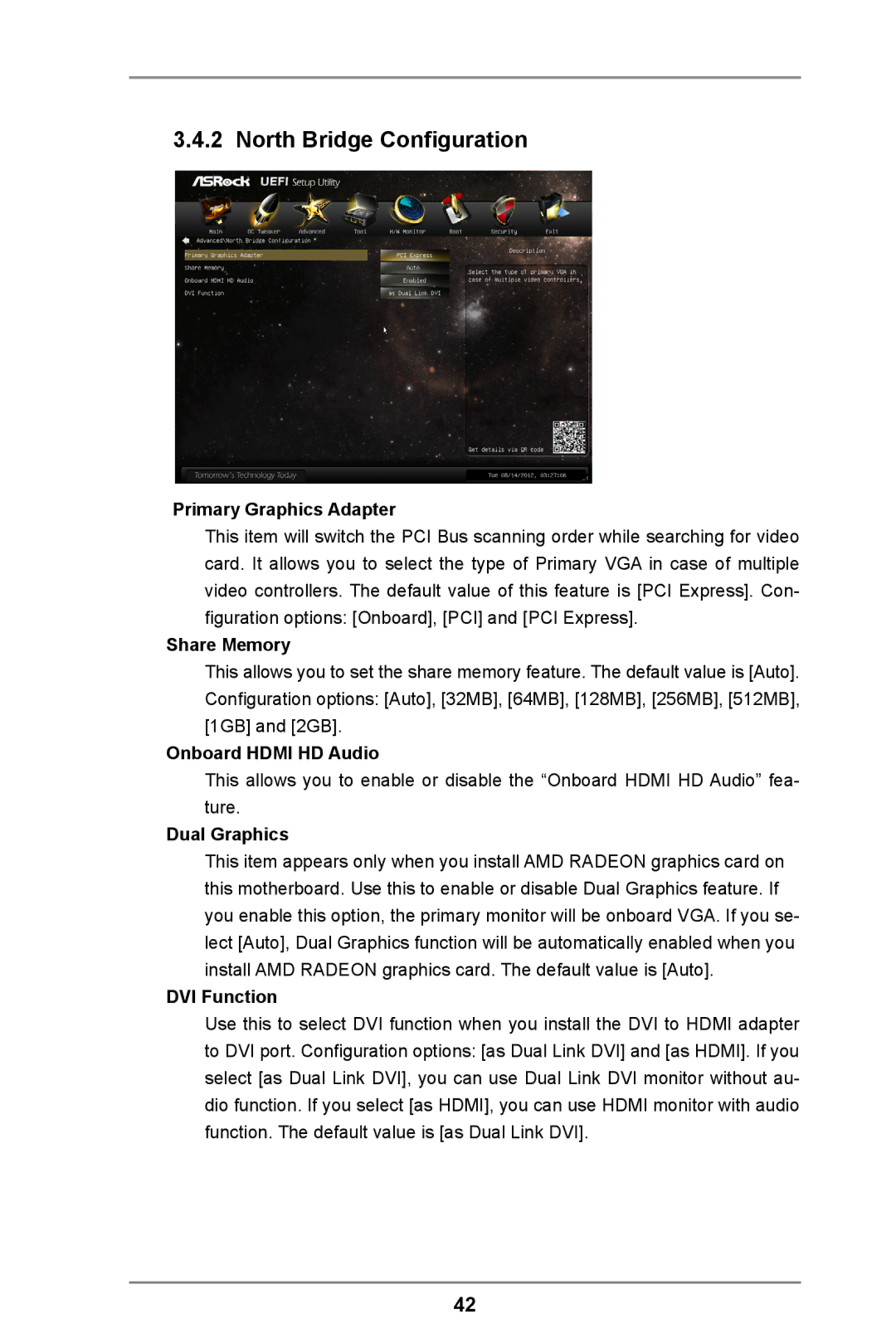 ASRock FM2A55M-DGS R2.0 manual North Bridge Configuration 