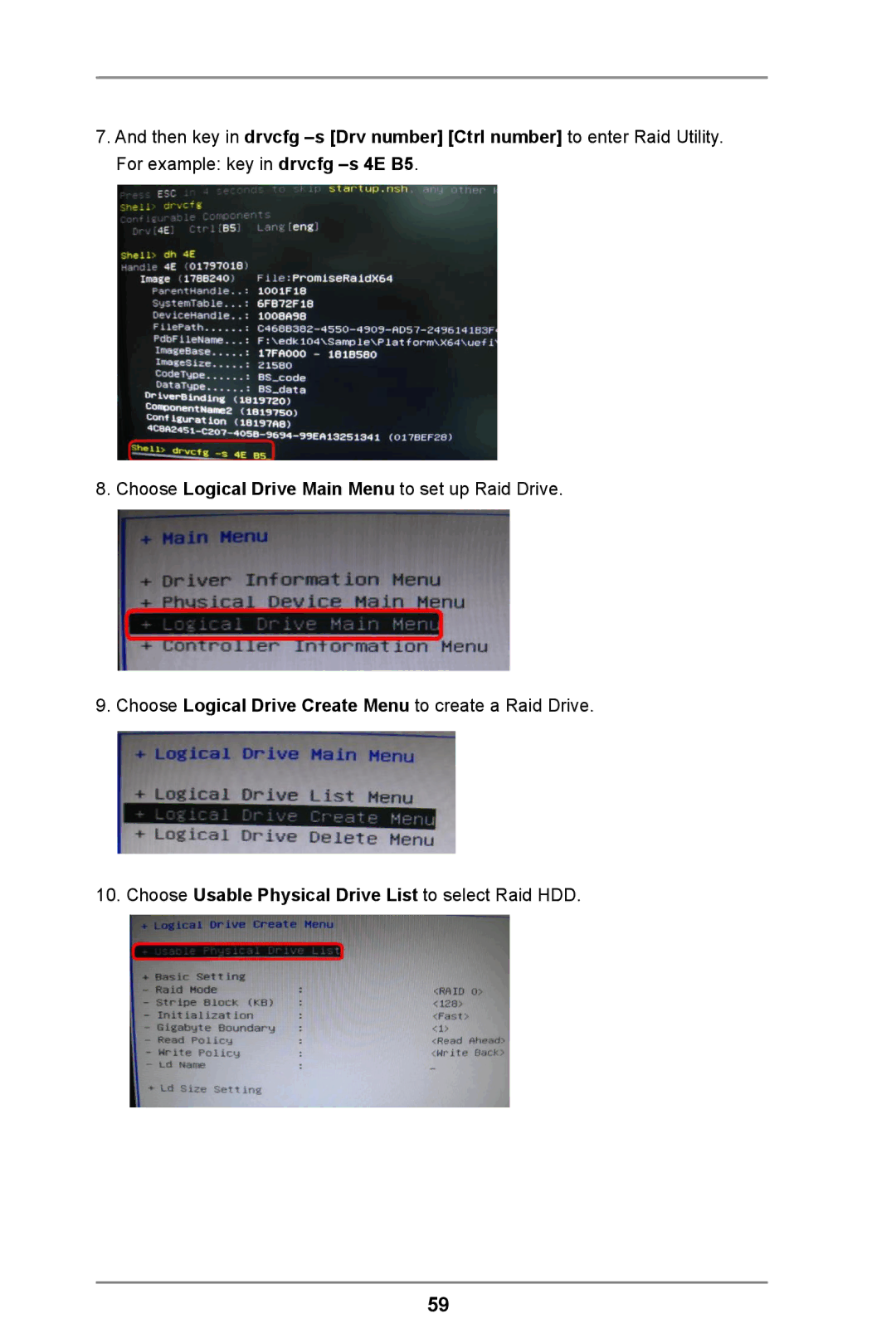 ASRock FM2A55M-DGS R2.0 manual Choose Usable Physical Drive List to select Raid HDD 