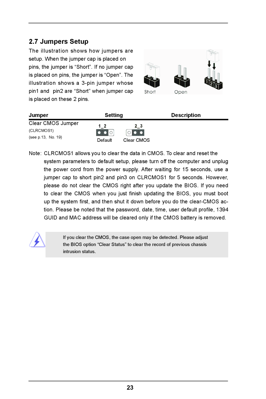 ASRock FM2A55M-VG3 manual Jumpers Setup, Description 