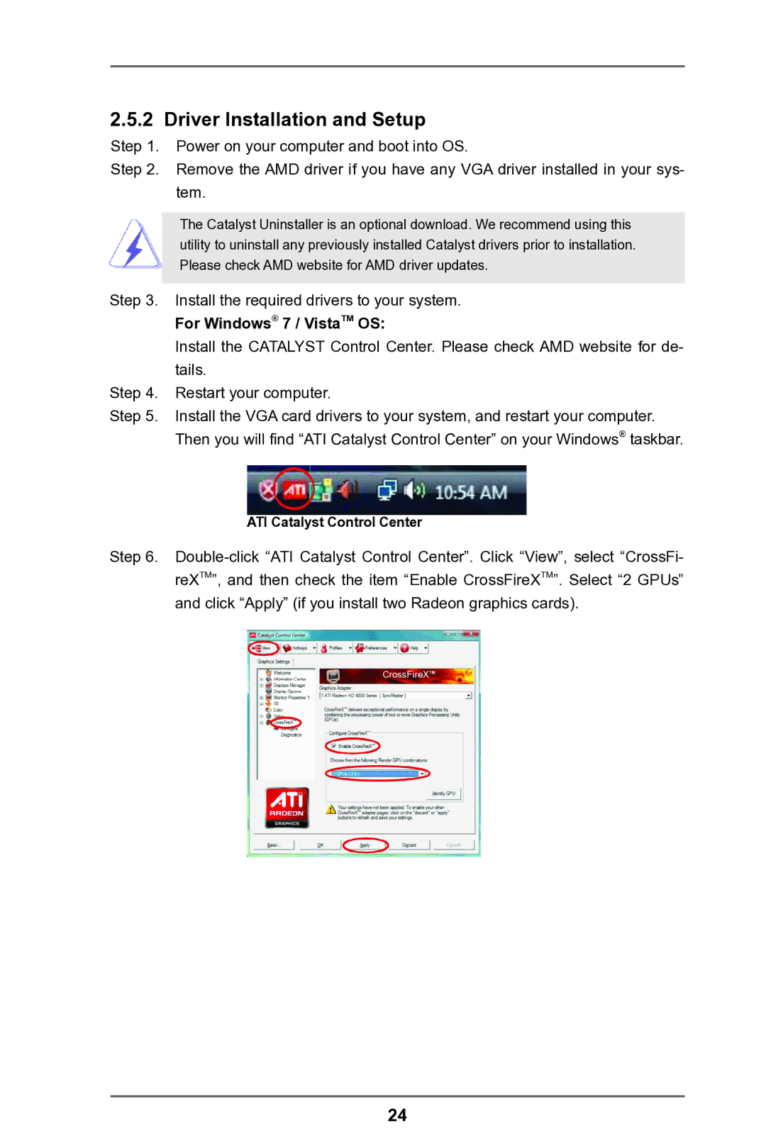 ASRock FM2A75 Pro4 manual Driver Installation and Setup, For Windows 7 / VistaTM OS 