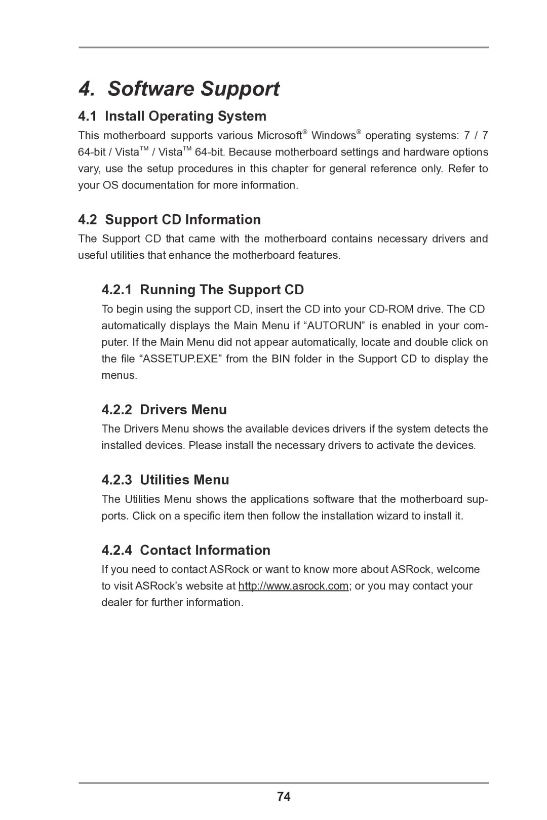 ASRock FM2A75 Pro4 Install Operating System, Support CD Information, Running The Support CD, Drivers Menu, Utilities Menu 