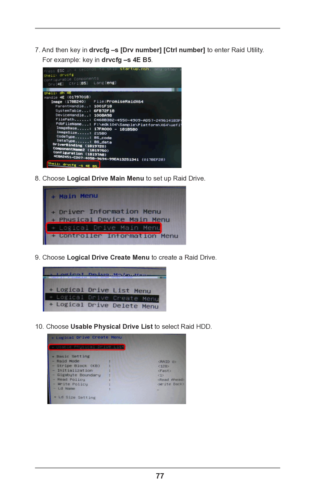 ASRock FM2A75 Pro4 manual Choose Usable Physical Drive List to select Raid HDD 