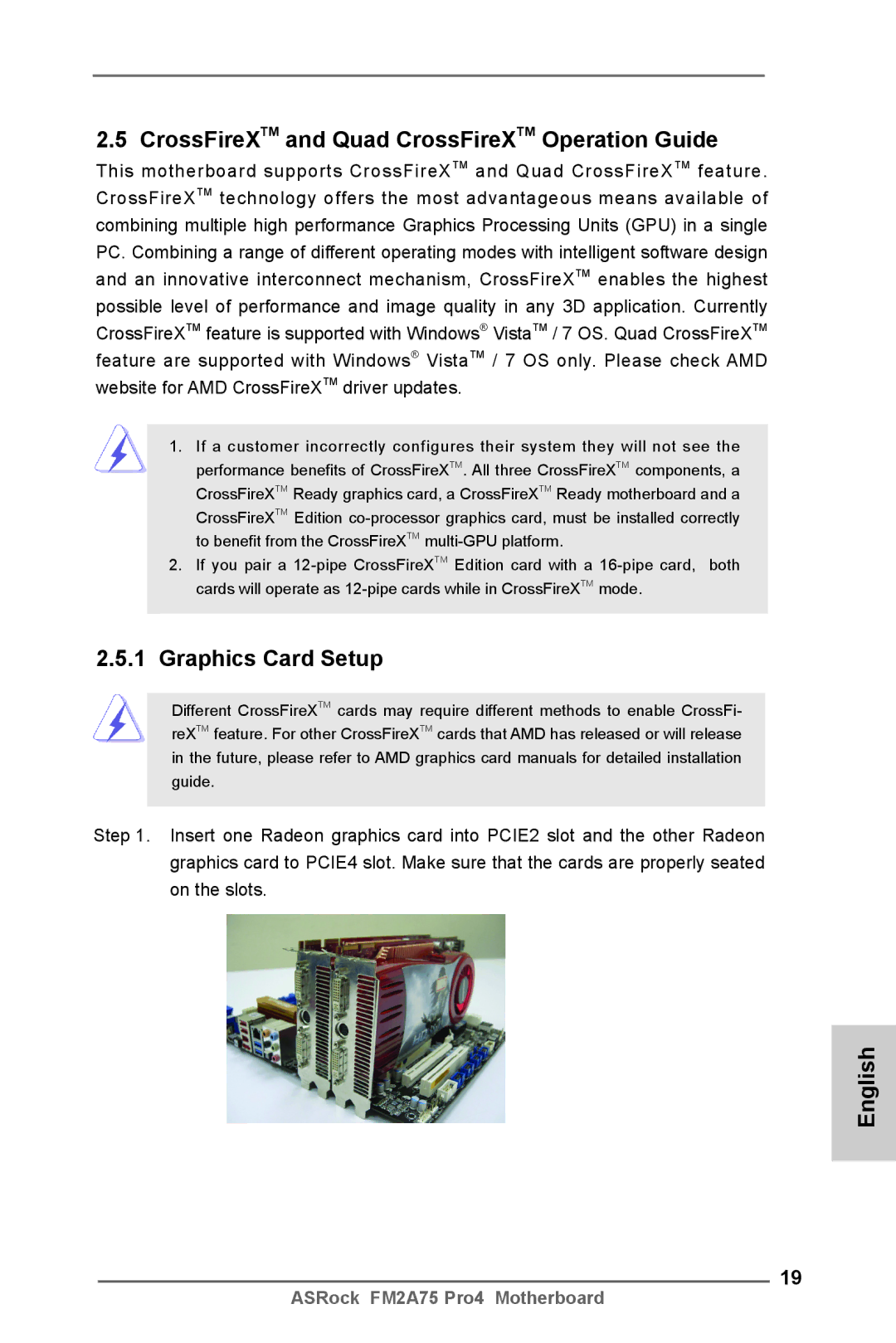 ASRock FM2A75 Pro4 manual CrossFireXTM and Quad CrossFireXTM Operation Guide, Graphics Card Setup 