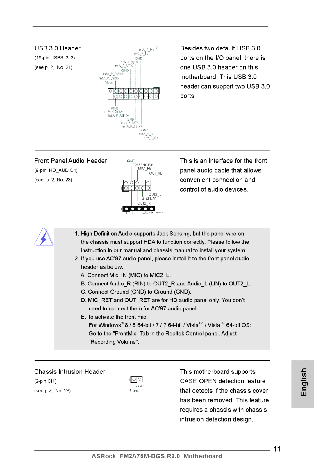 ASRock FM2A75M-DGS R2.0 manual USB 3.0 Header Besides two default USB 