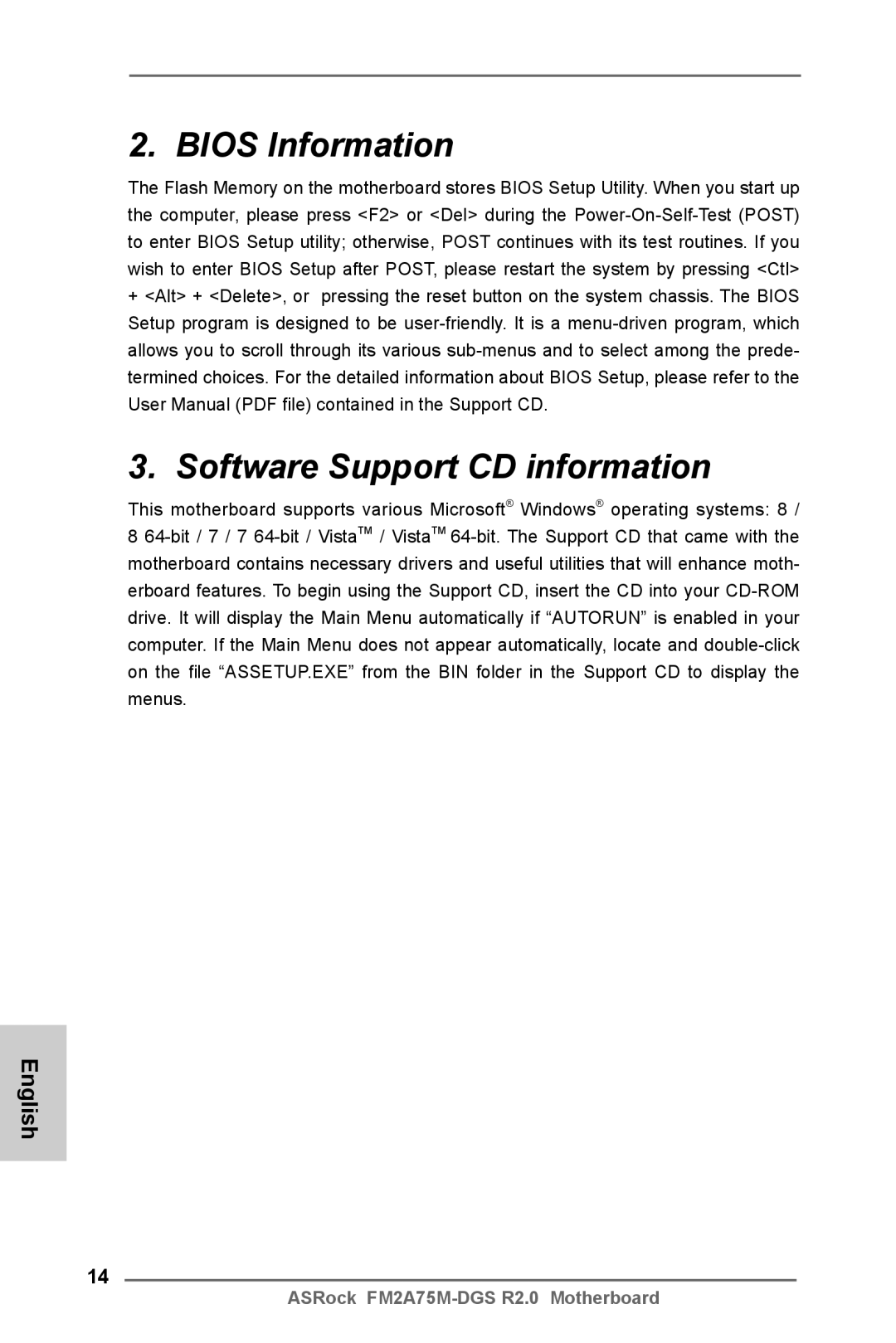 ASRock FM2A75M-DGS R2.0 manual Bios Information 