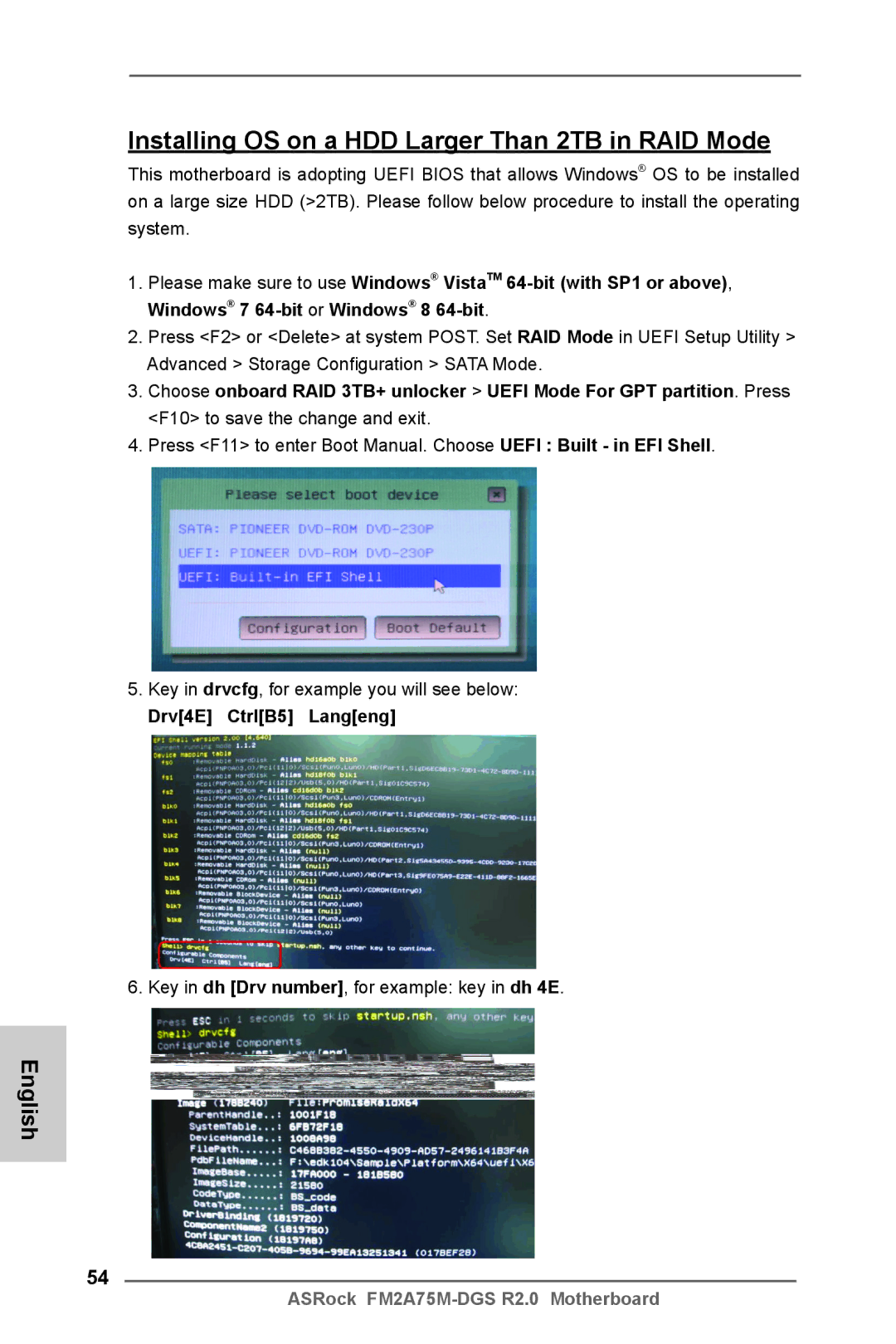 ASRock FM2A75M-DGS R2.0 manual Installing OS on a HDD Larger Than 2TB in RAID Mode 