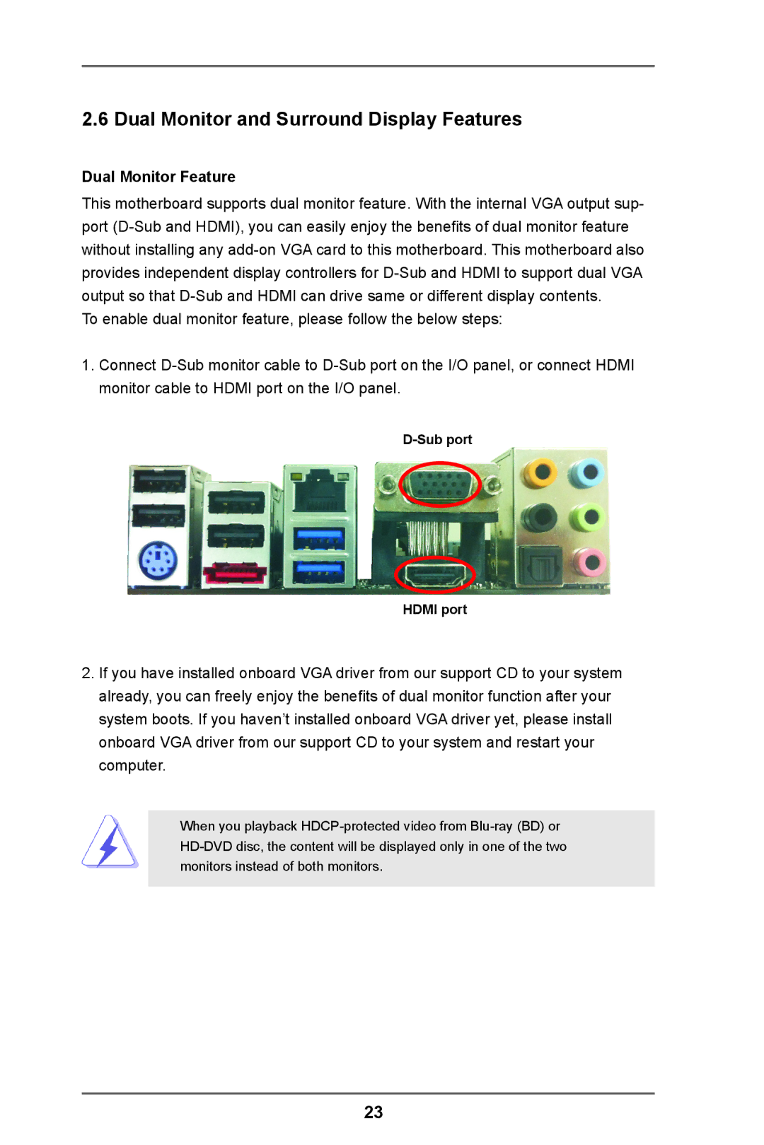 ASRock FM2A75M-ITX R2.0 manual Dual Monitor and Surround Display Features, Dual Monitor Feature 