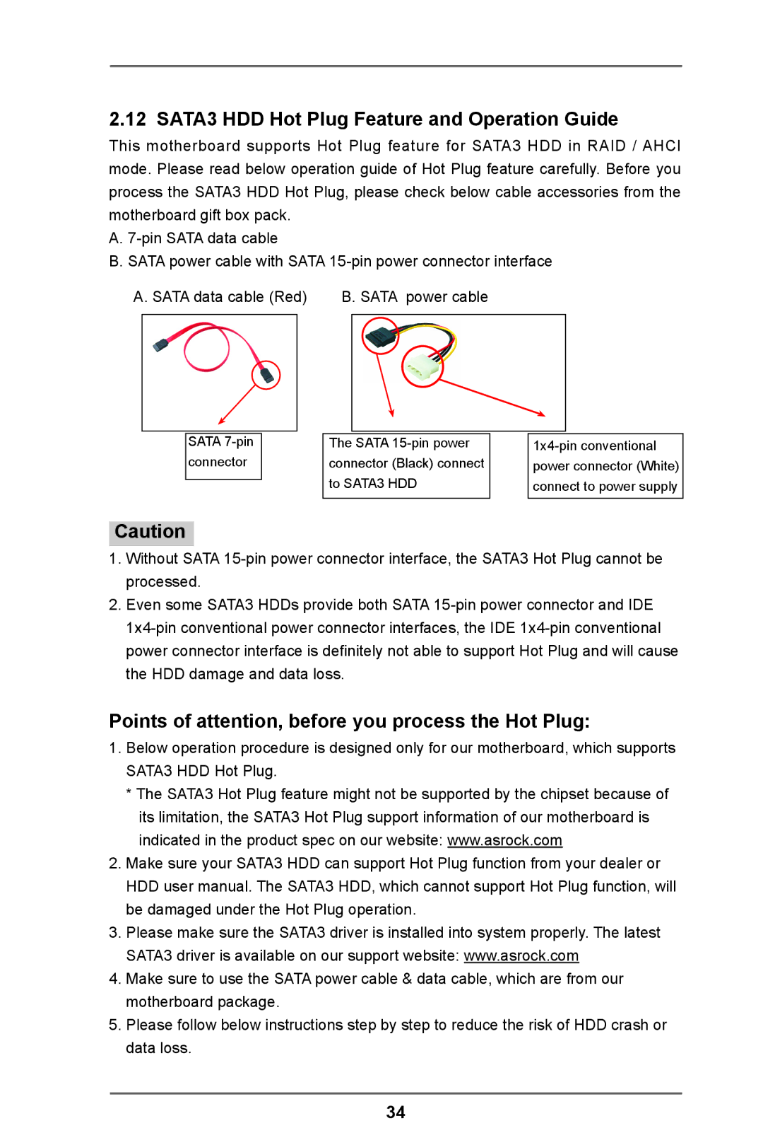 ASRock FM2A75M-ITX R2.0 manual SATA3 HDD Hot Plug Feature and Operation Guide 