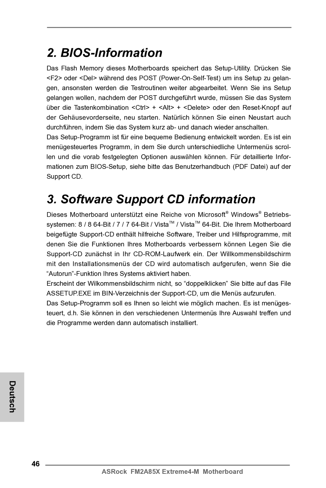 ASRock FM2A85X Extreme4-M manual BIOS-Information, Software Support CD information 