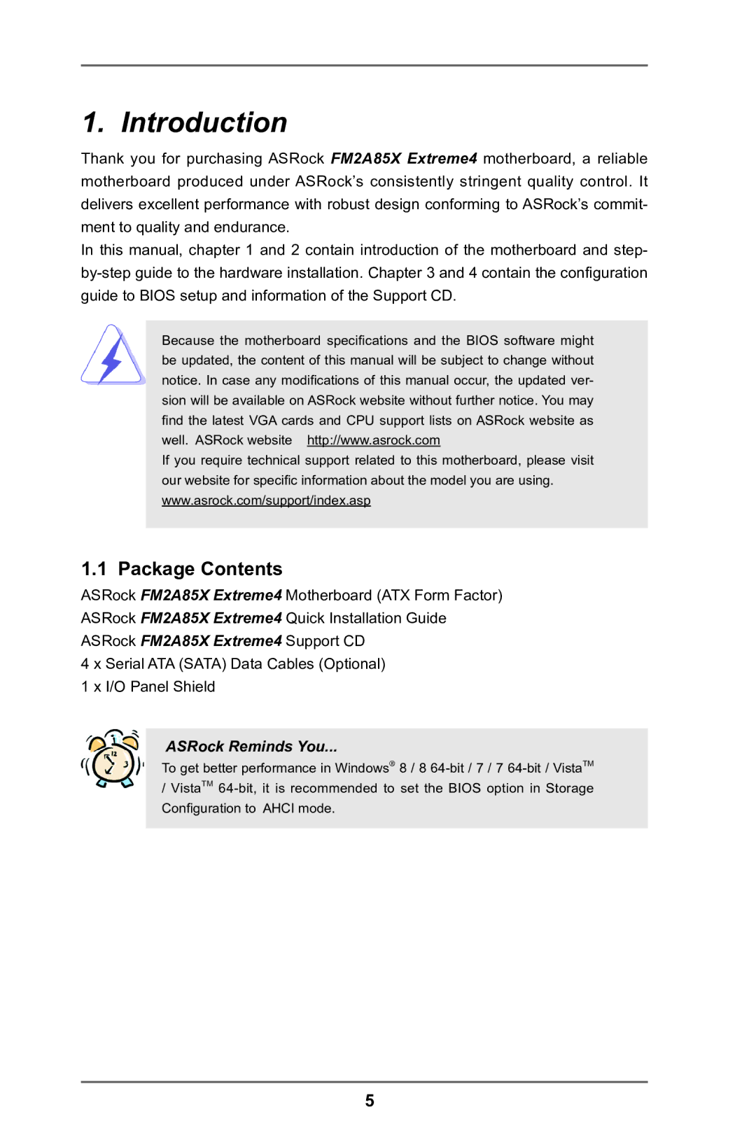 ASRock FM2A85X Extreme4 manual Introduction, Package Contents 