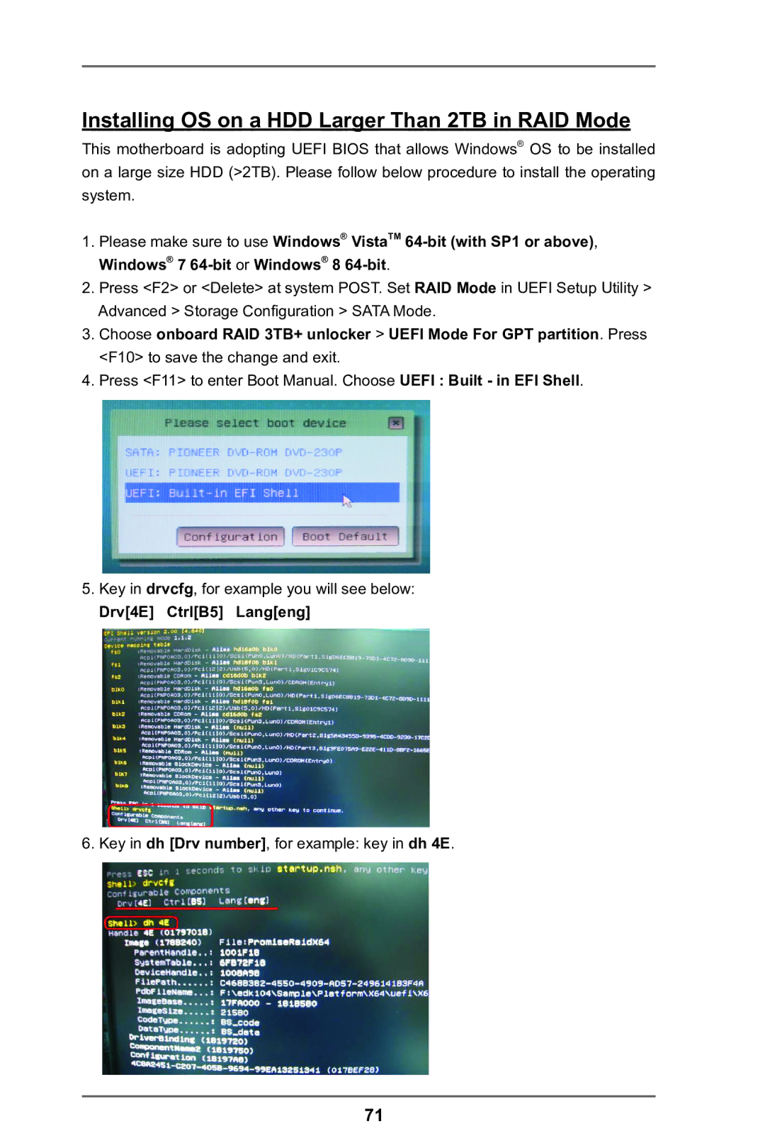 ASRock FM2A85X Extreme4 manual Installing OS on a HDD Larger Than 2TB in RAID Mode, Drv4E CtrlB5 Langeng 