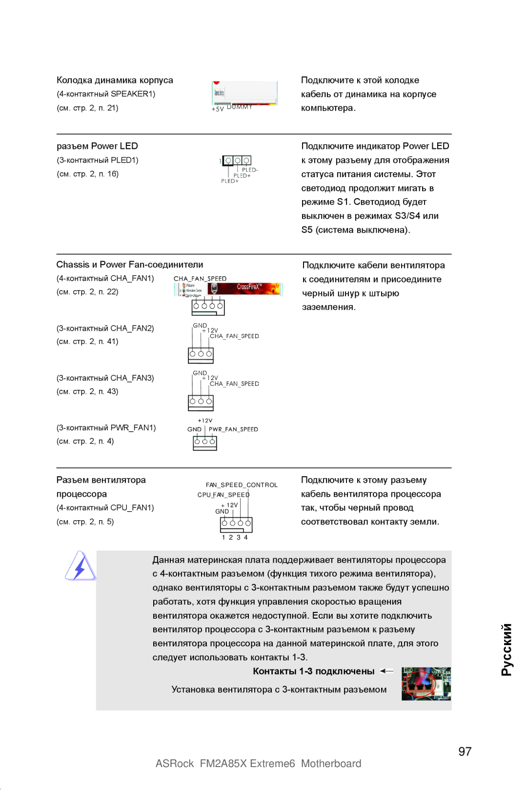 ASRock FM2A85X Extreme6 manual Контакты 1-3 подключены 