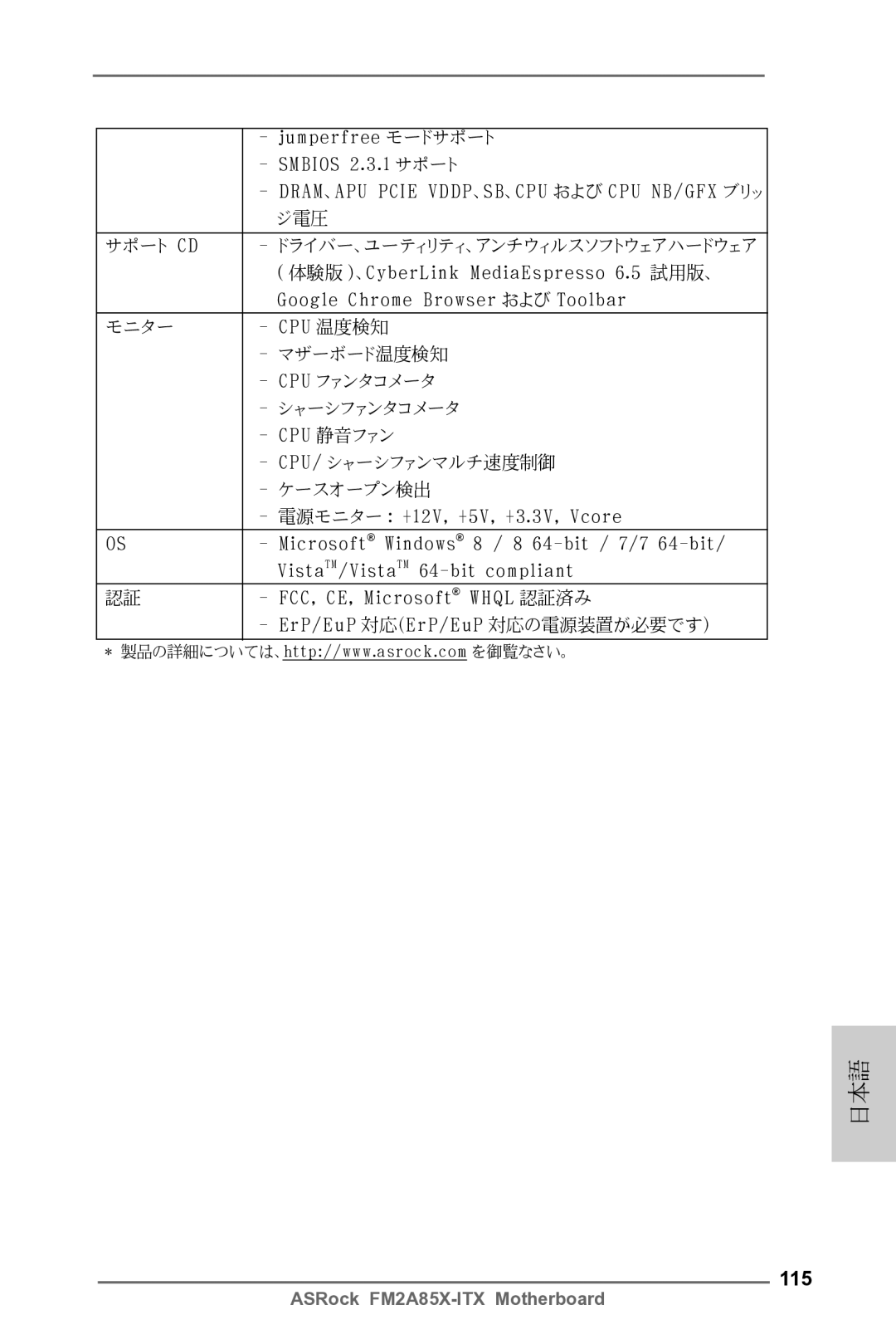 ASRock FM2A85X-ITX manual 115 