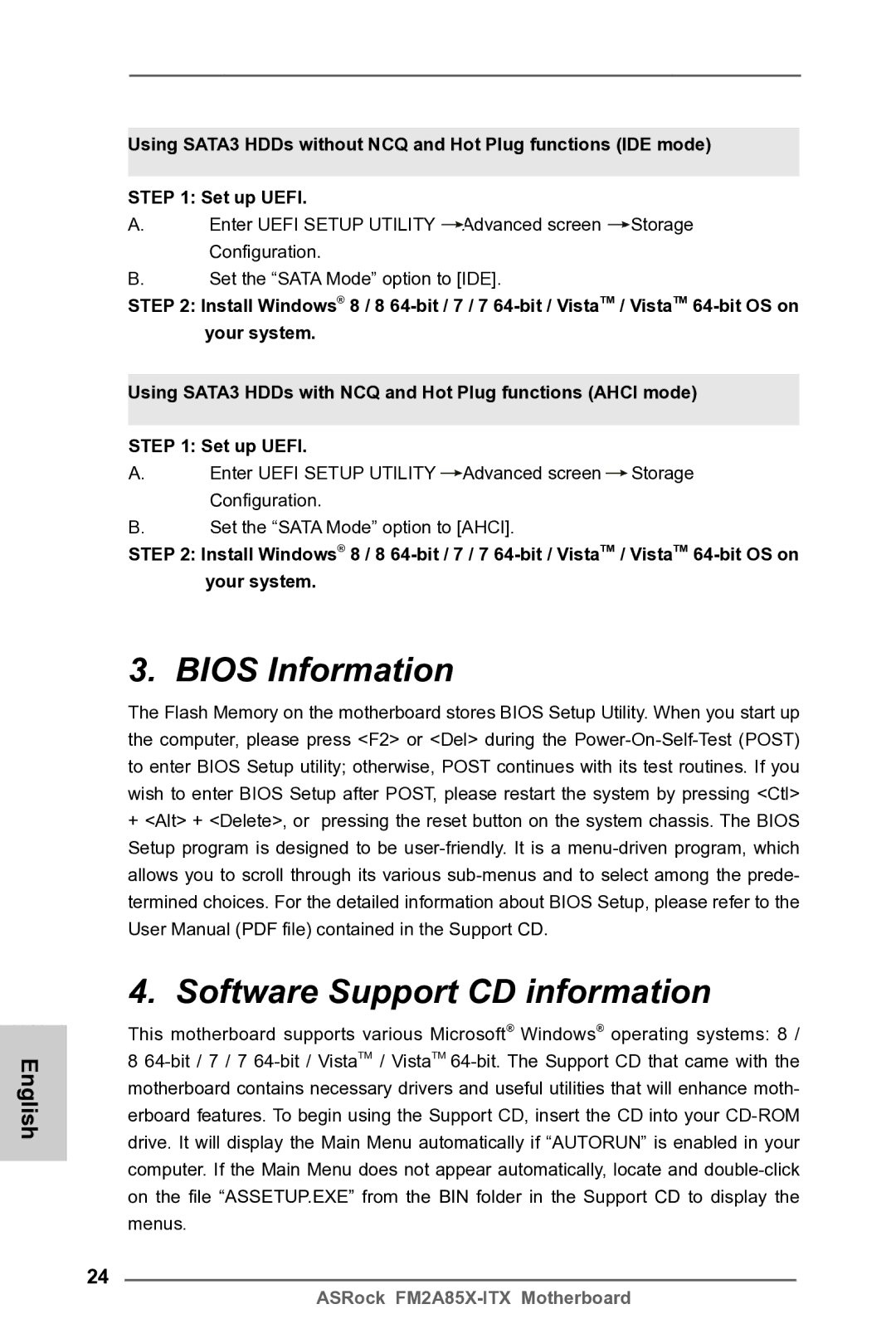 ASRock FM2A85X-ITX manual Bios Information, Software Support CD information 