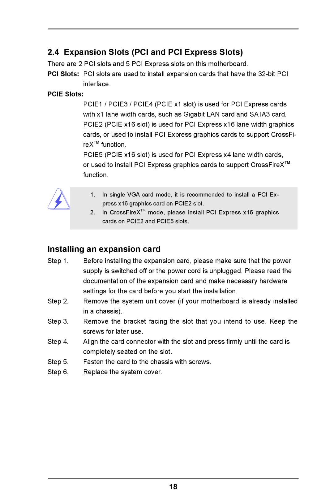 ASRock FM2A85X Pro manual Expansion Slots PCI and PCI Express Slots, Installing an expansion card, Pcie Slots 