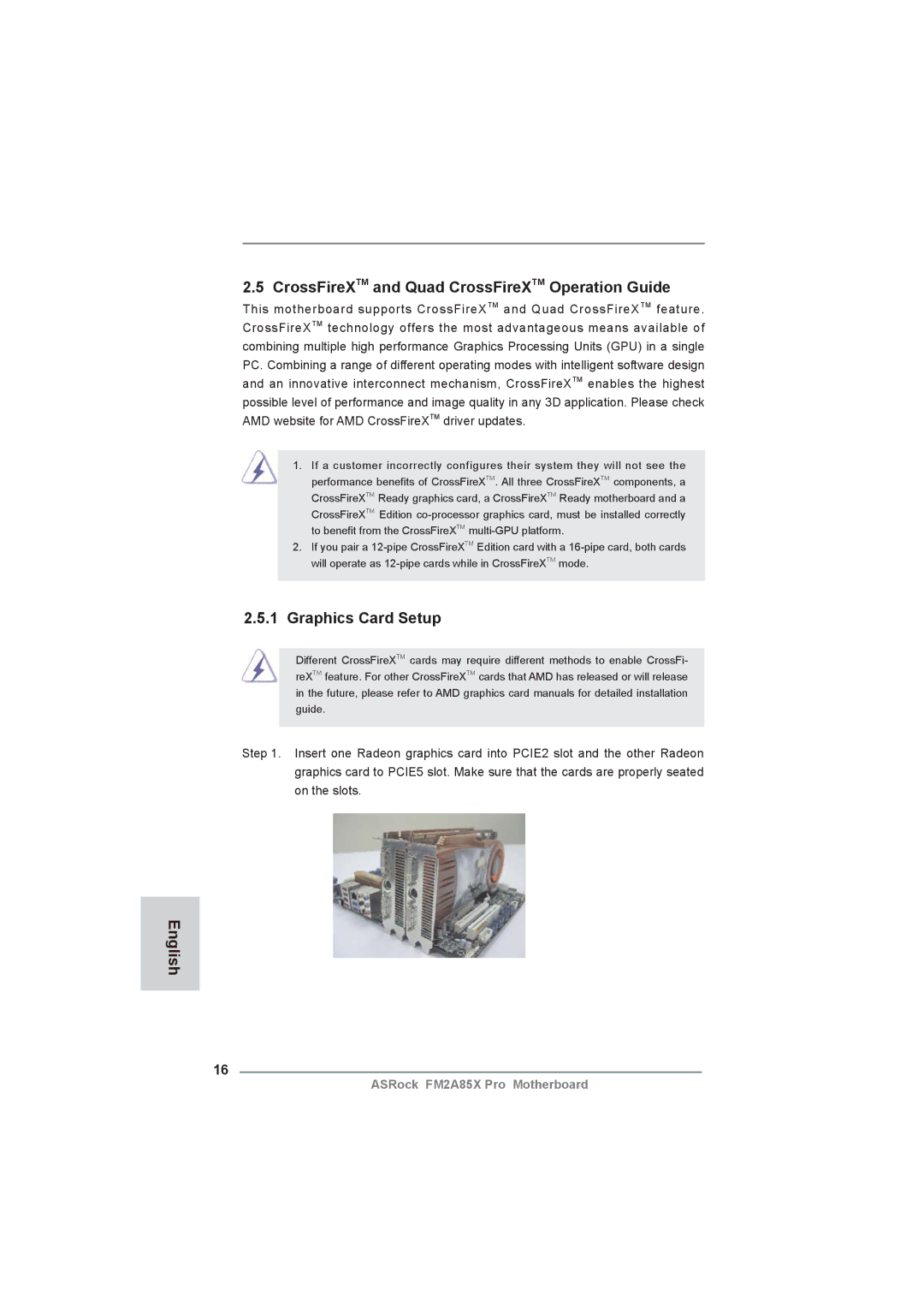 ASRock FM2A85X Pro manual CrossFireXTM and Quad CrossFireXTM Operation Guide, Graphics Card Setup 